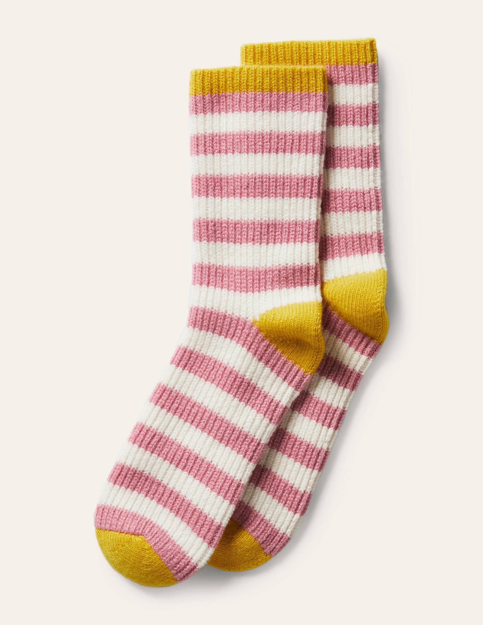 Cashmere Bed Socks-Formica Pink/Ivory/Wasp - Image 1