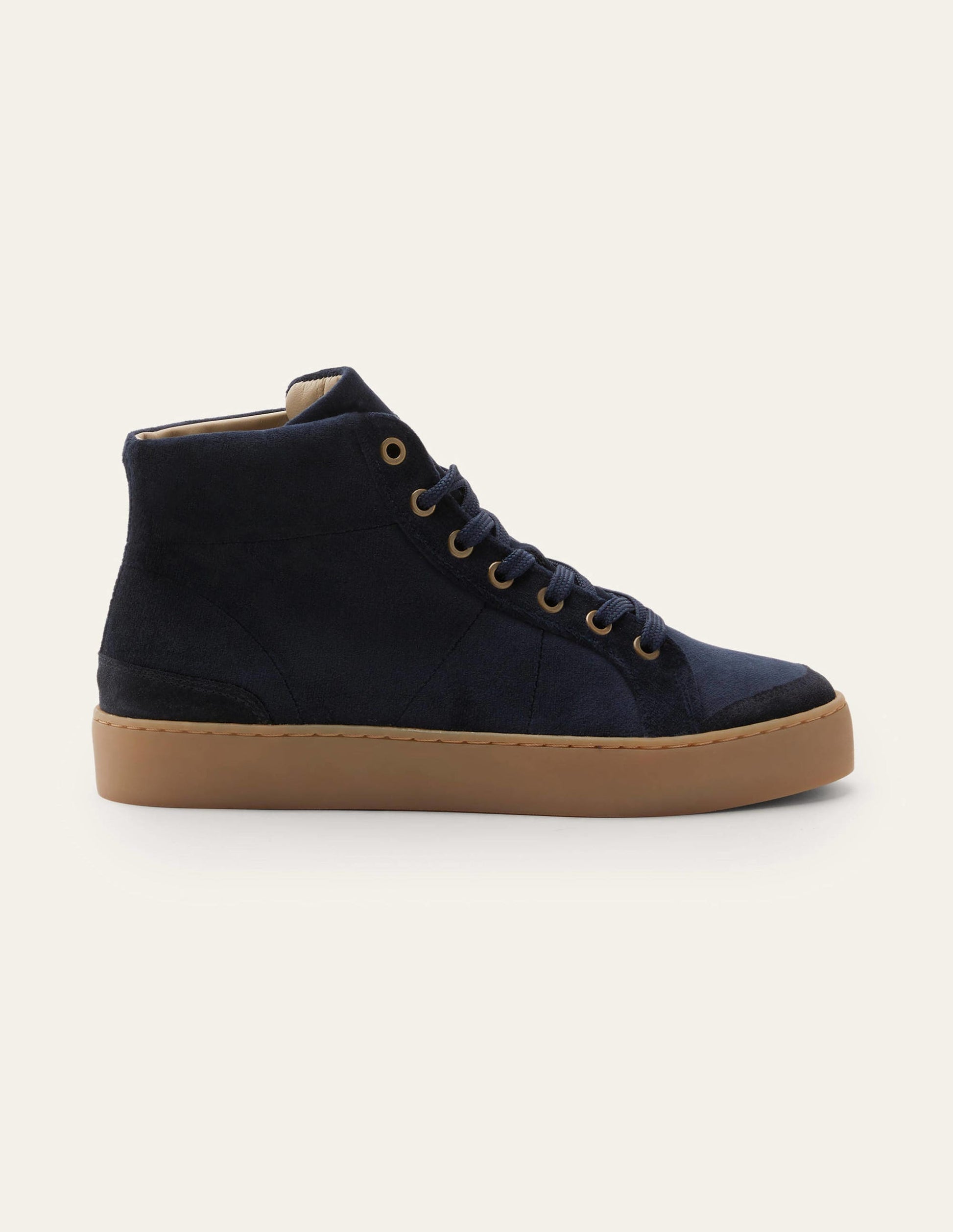 Emma Velvet High Top Sneakers-Navy-2