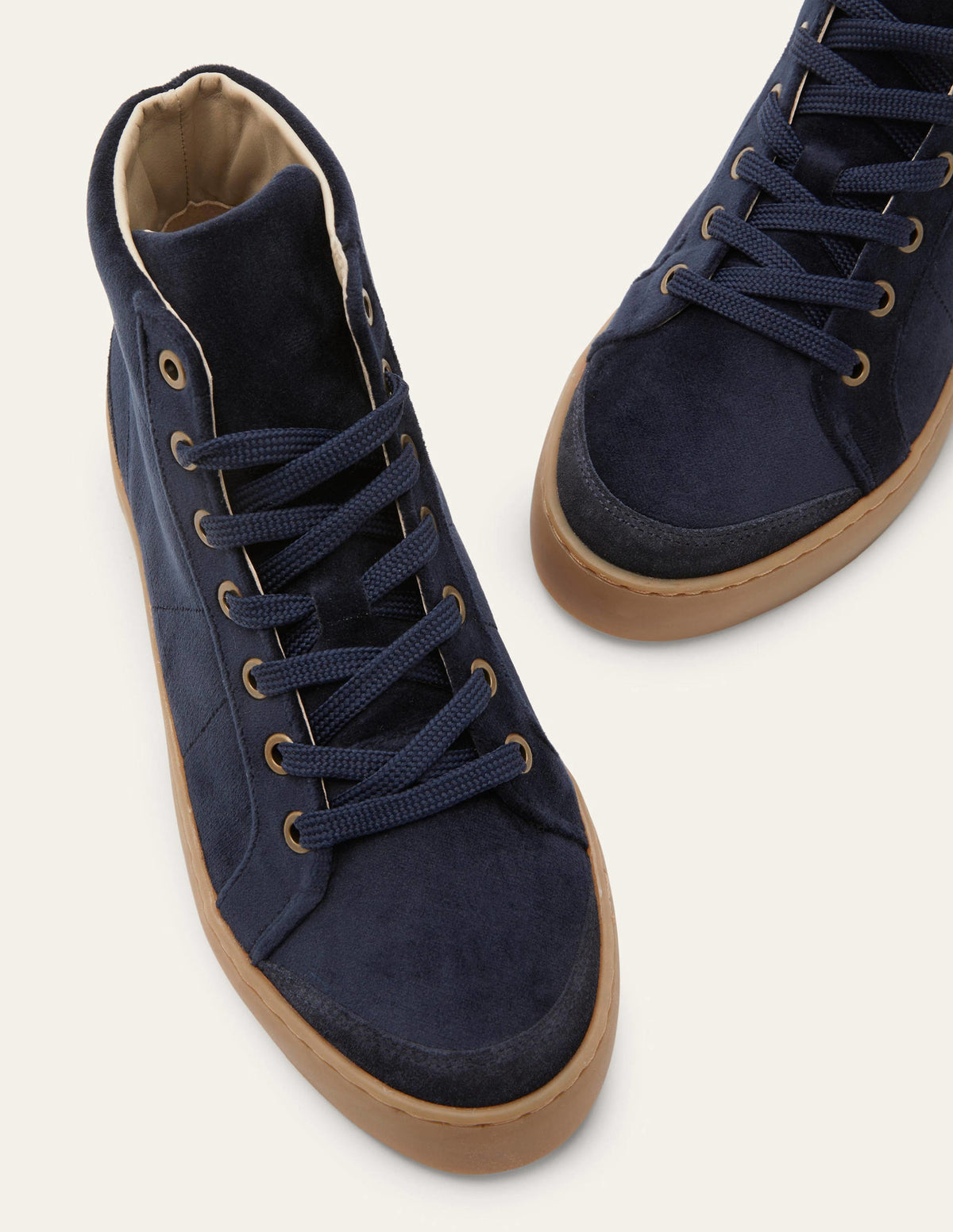Emma Velvet High Top Sneakers-Navy-3
