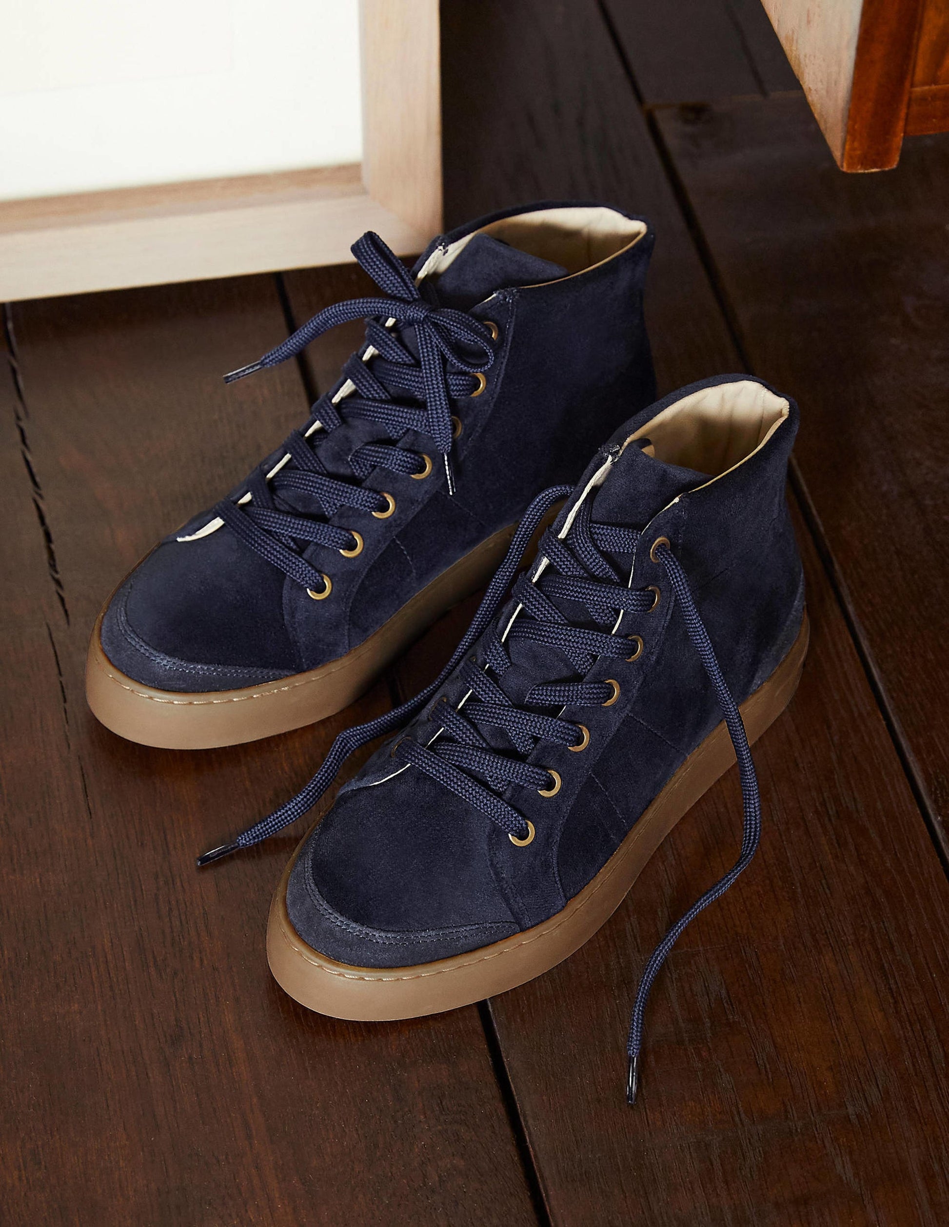 Emma Velvet High Top Sneakers-Navy-1