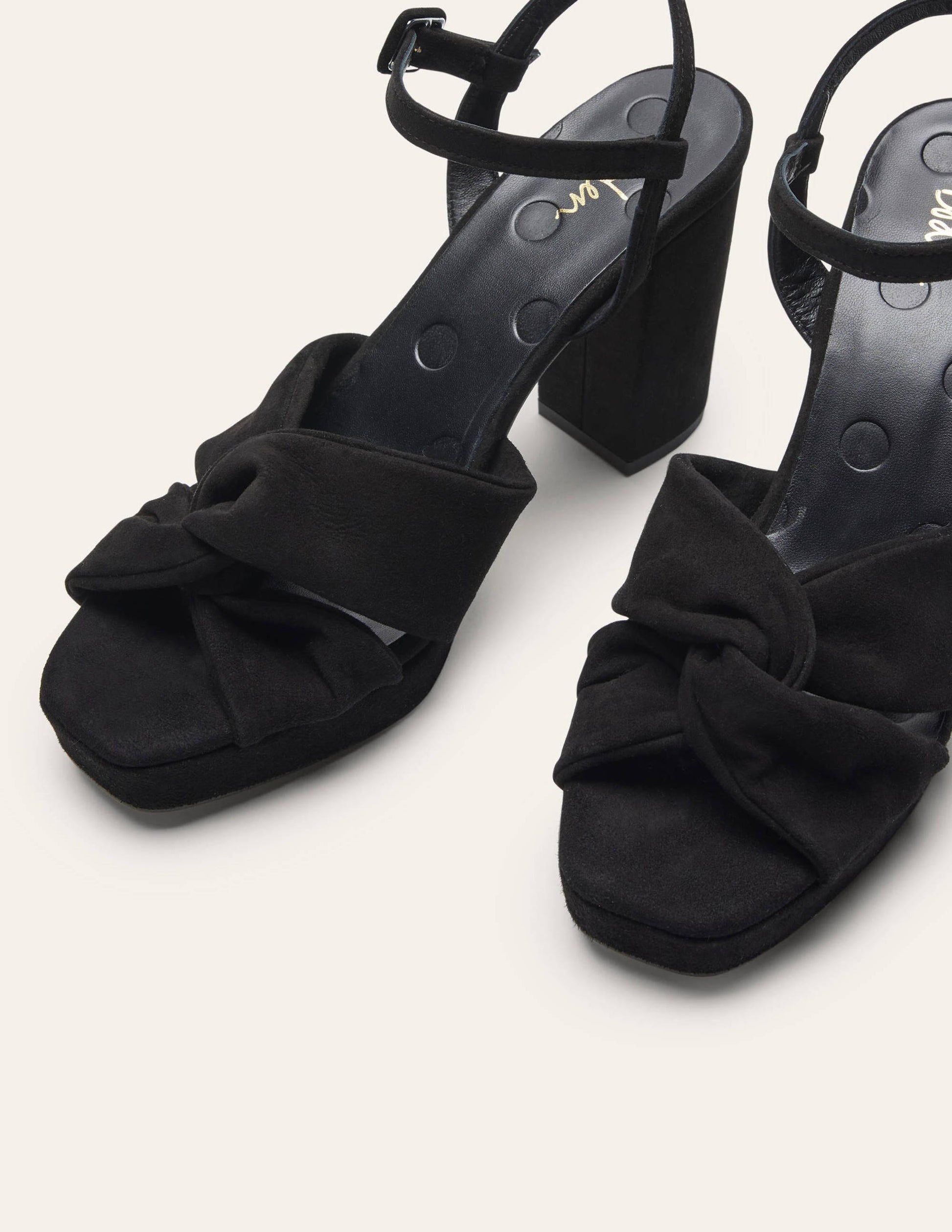 Twist Front Platform Sandals-Black-1