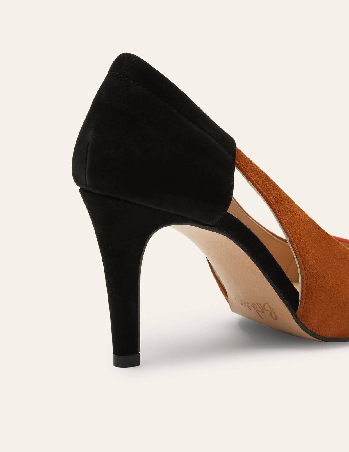 Cut Out Suede Heels-Black/Frankincense/Poppadew - Image 3