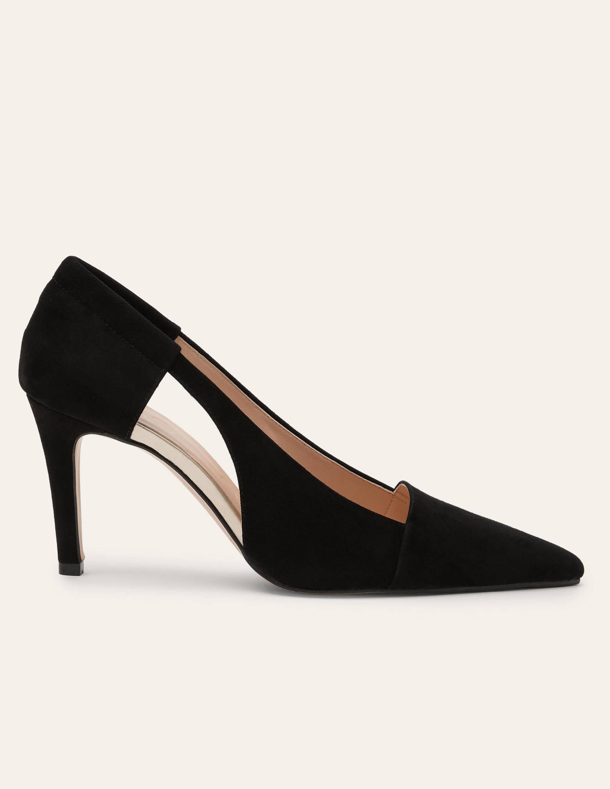 Cut Out Suede Heels-Black - Image 2