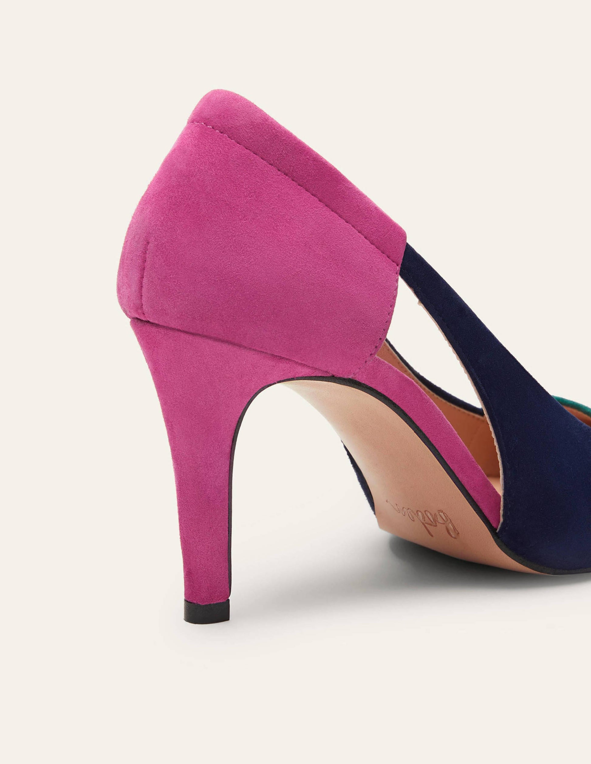 Cut Out Suede Heels-Deep Forest/Navy/Pop Pansy-2