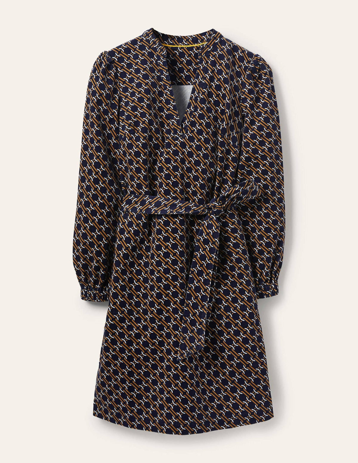 Esmeralda Tie Waist Dress-Navy, Chain Geo - Image 5