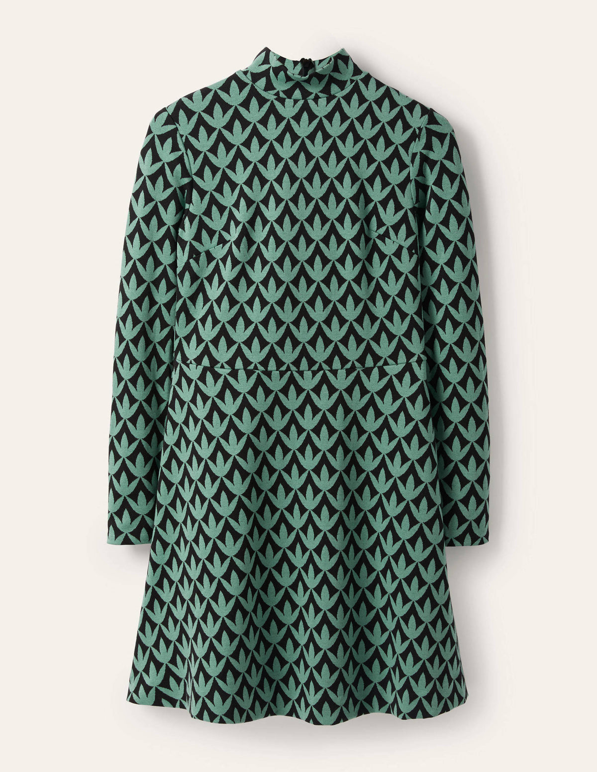 High Neck Jacquard Dress-Csarite, Petal Geo-5