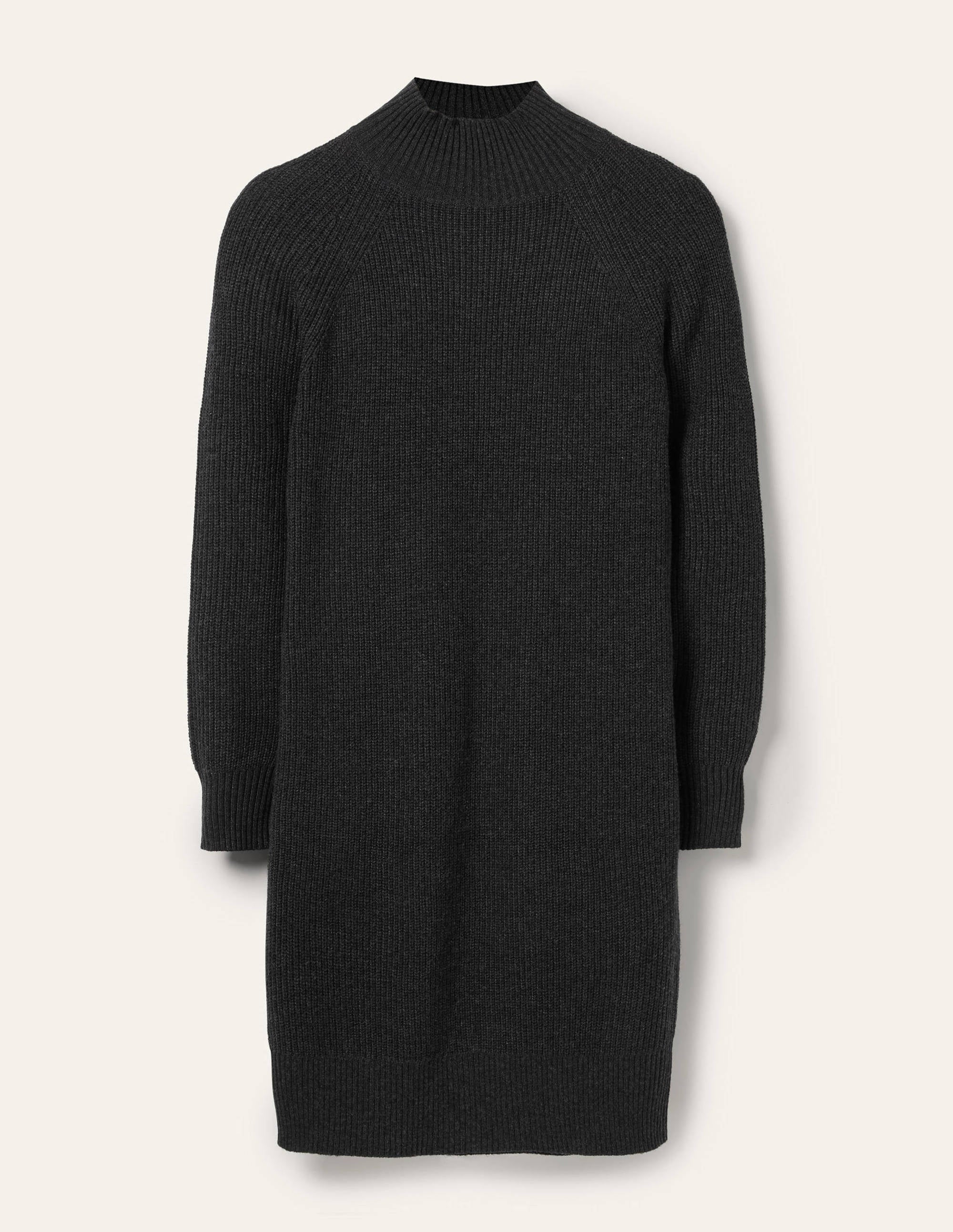 High Neck Knitted Dress-Charcoal Melange - Image 5