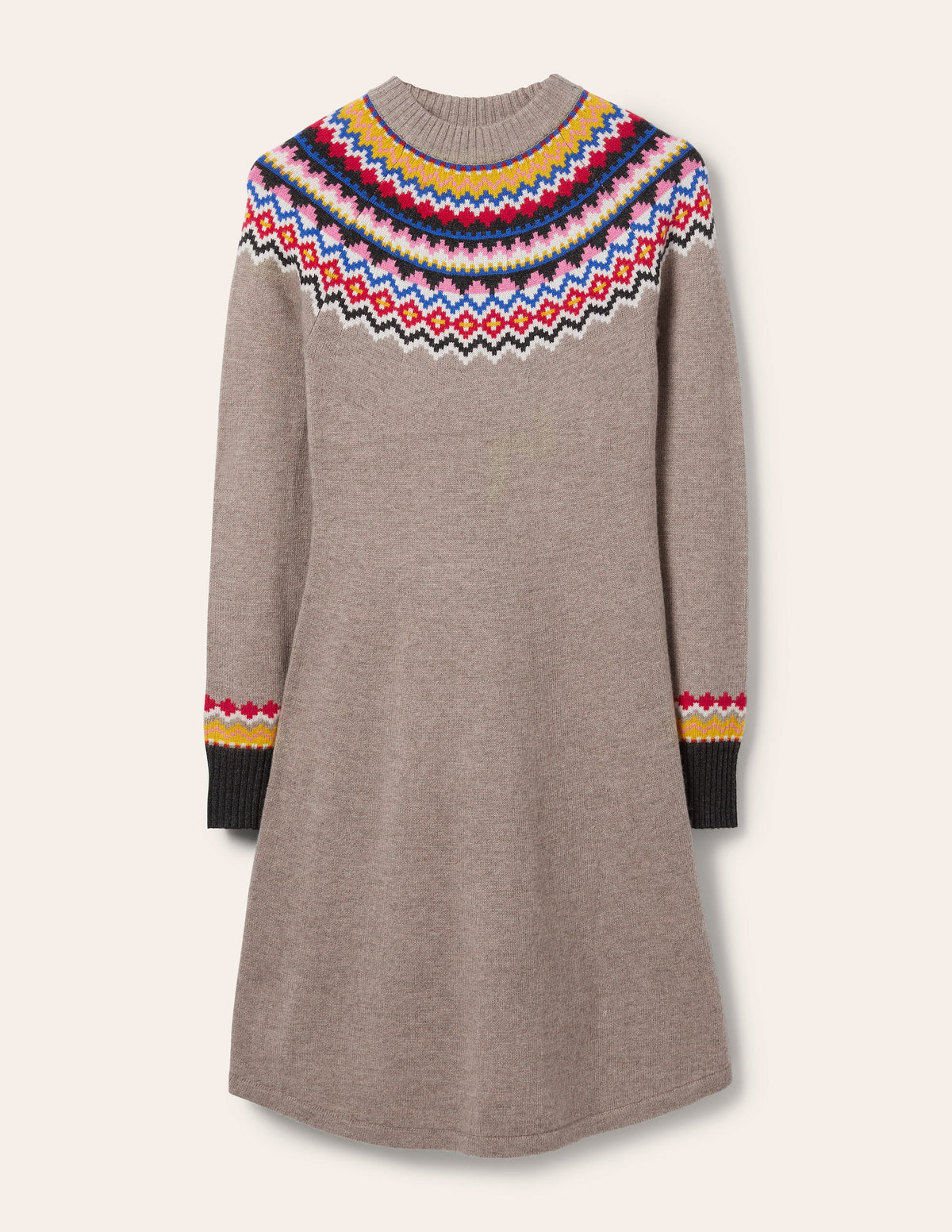 Millie Fair Isle Knitted Dress-Mink Melange-5