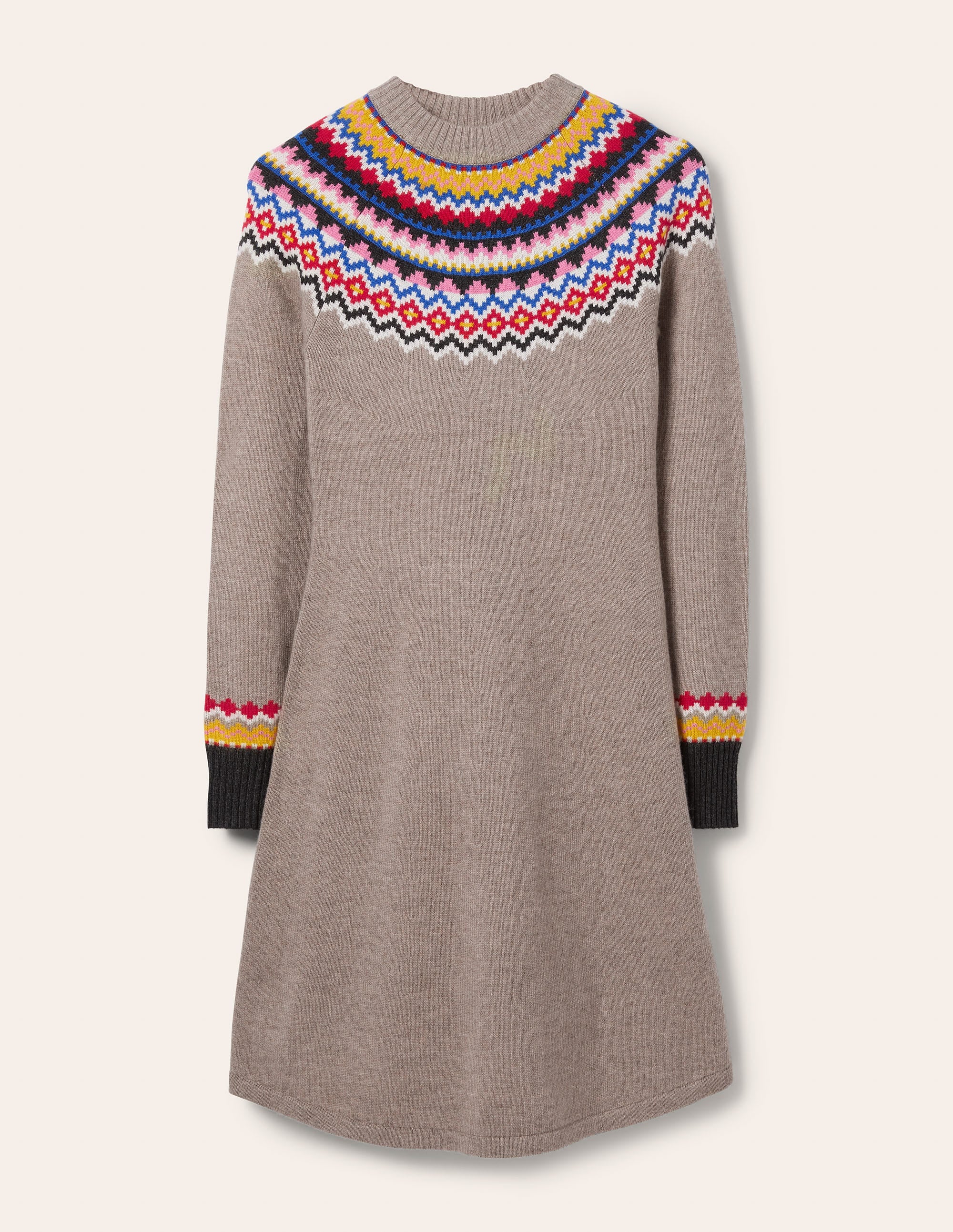 Millie Fair Isle Knitted Dress-Mink Melange - Image 5