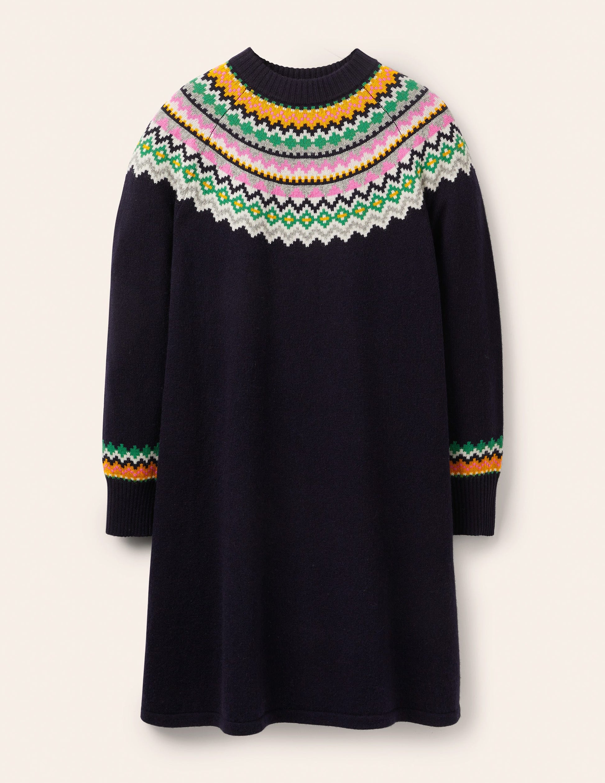 Millie Fair Isle Knitted Dress-Navy-8