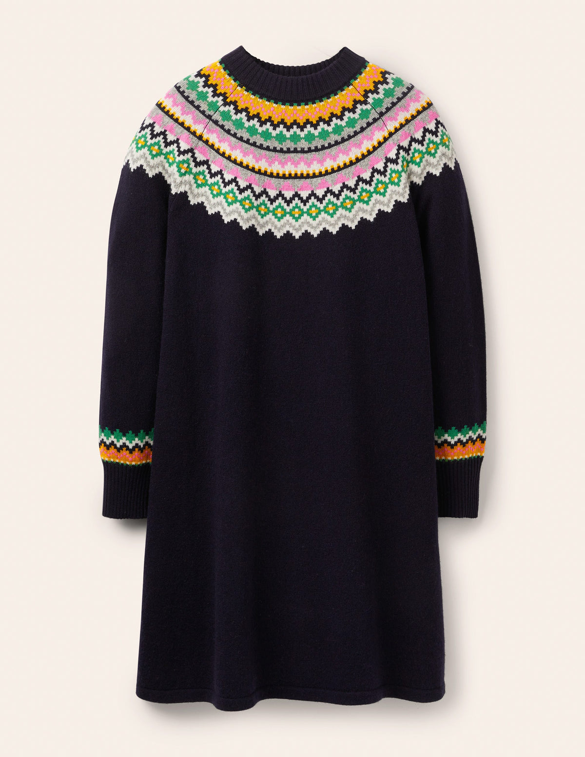 Millie Fair Isle Knitted Dress-Navy - Image 8