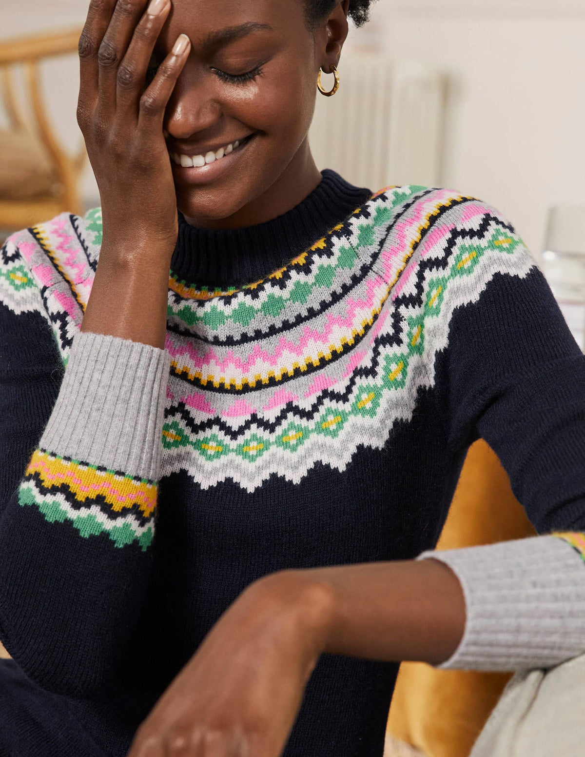 Millie Fair Isle Knitted Dress-Navy - Image 2