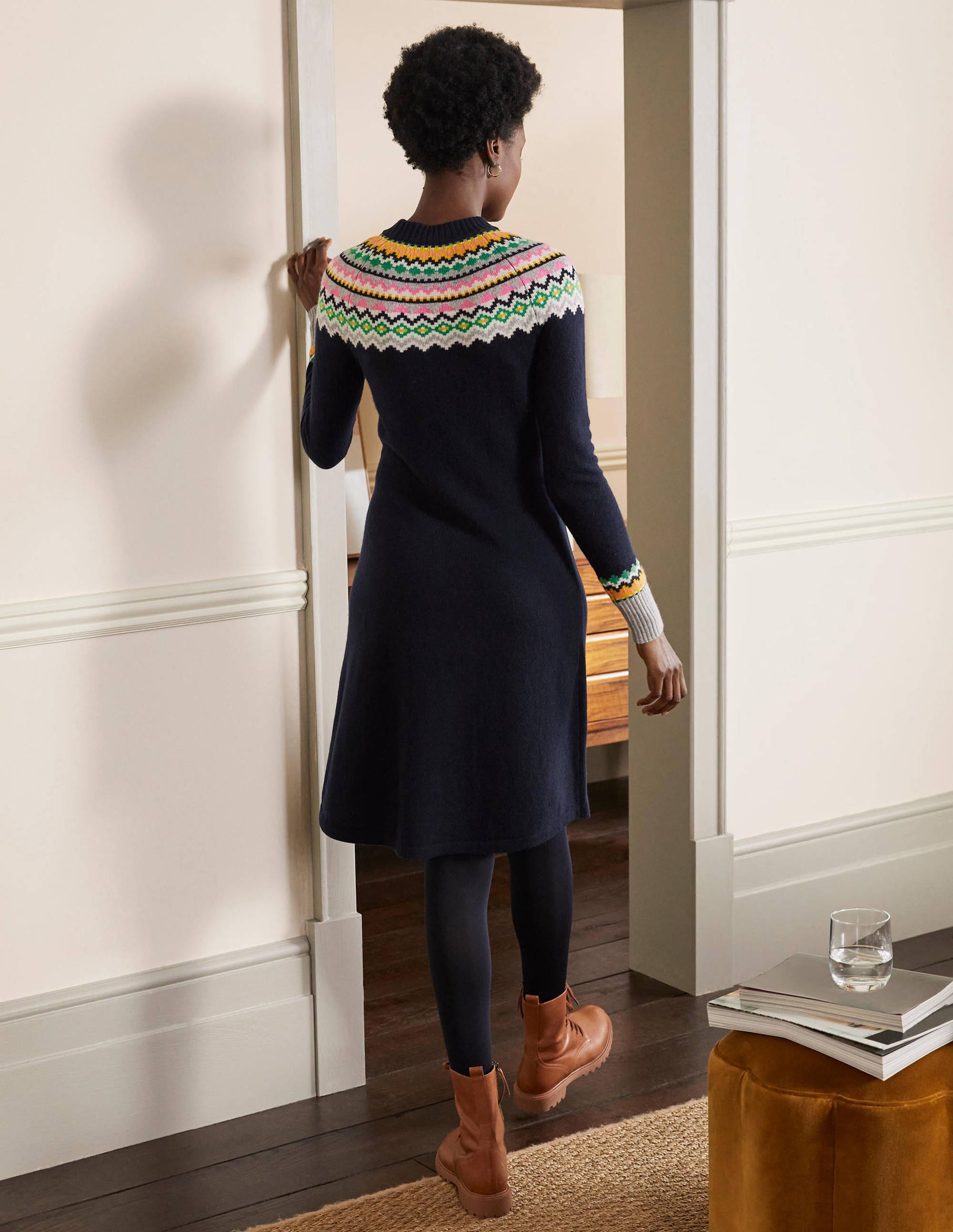 Millie Fair Isle Knitted Dress-Navy - Image 3