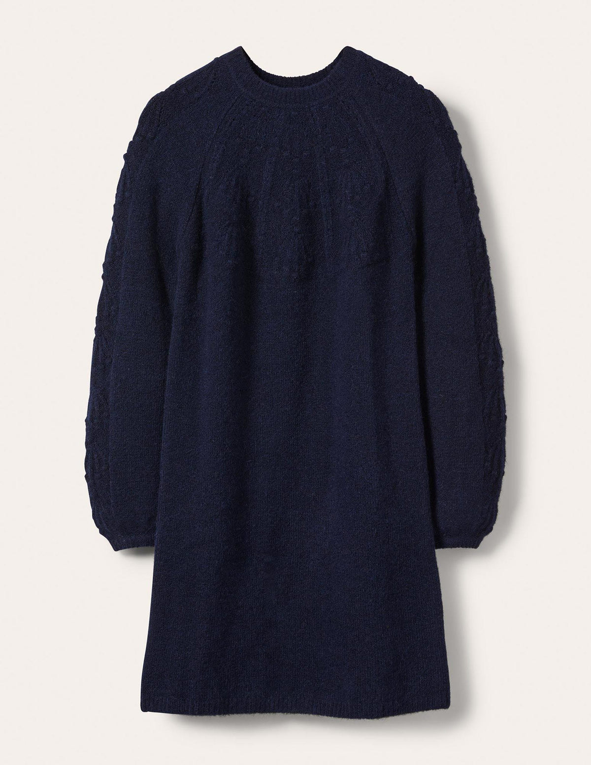 Cable Knitted Dress-Navy-5