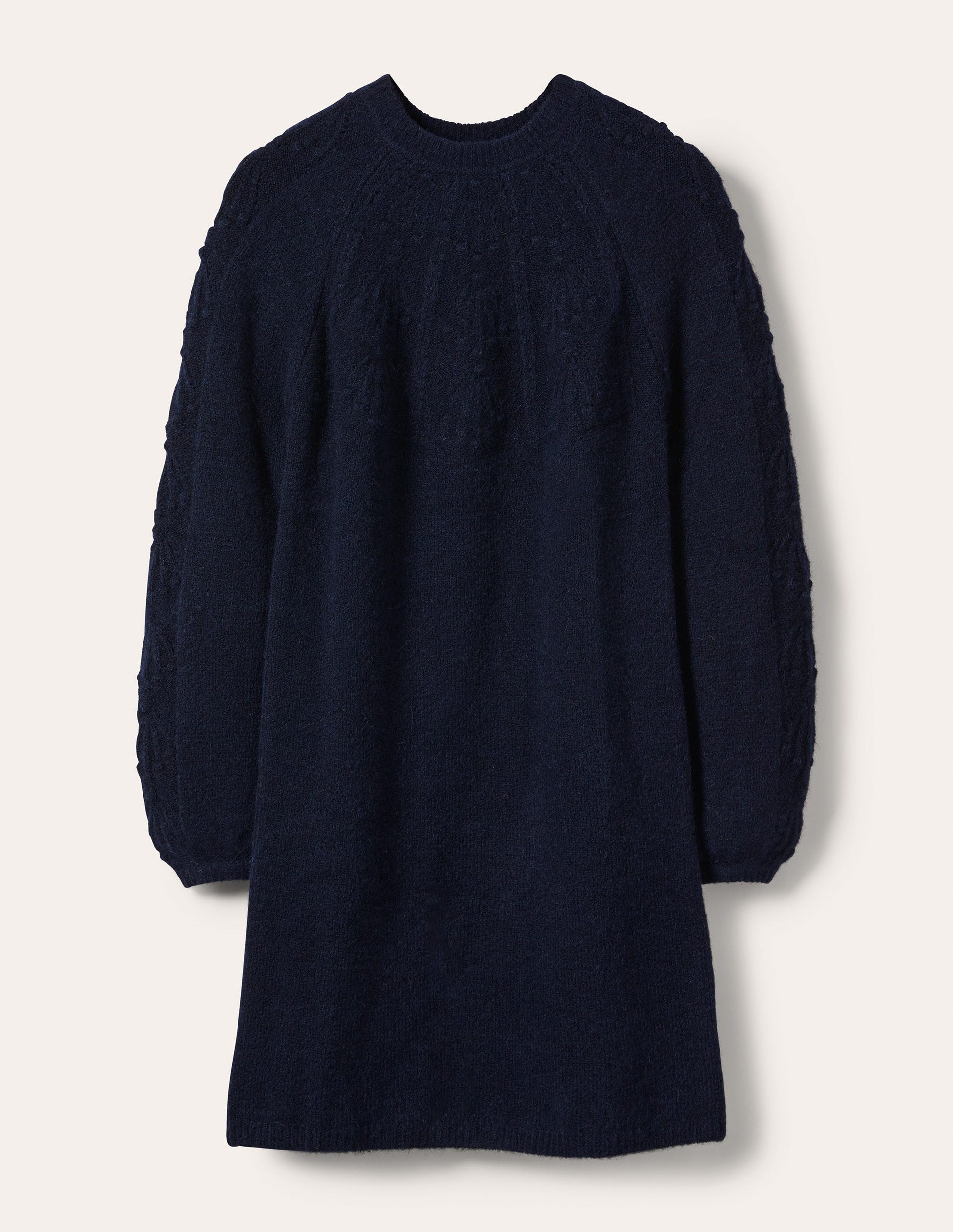 Cable Knitted Dress-Navy-6