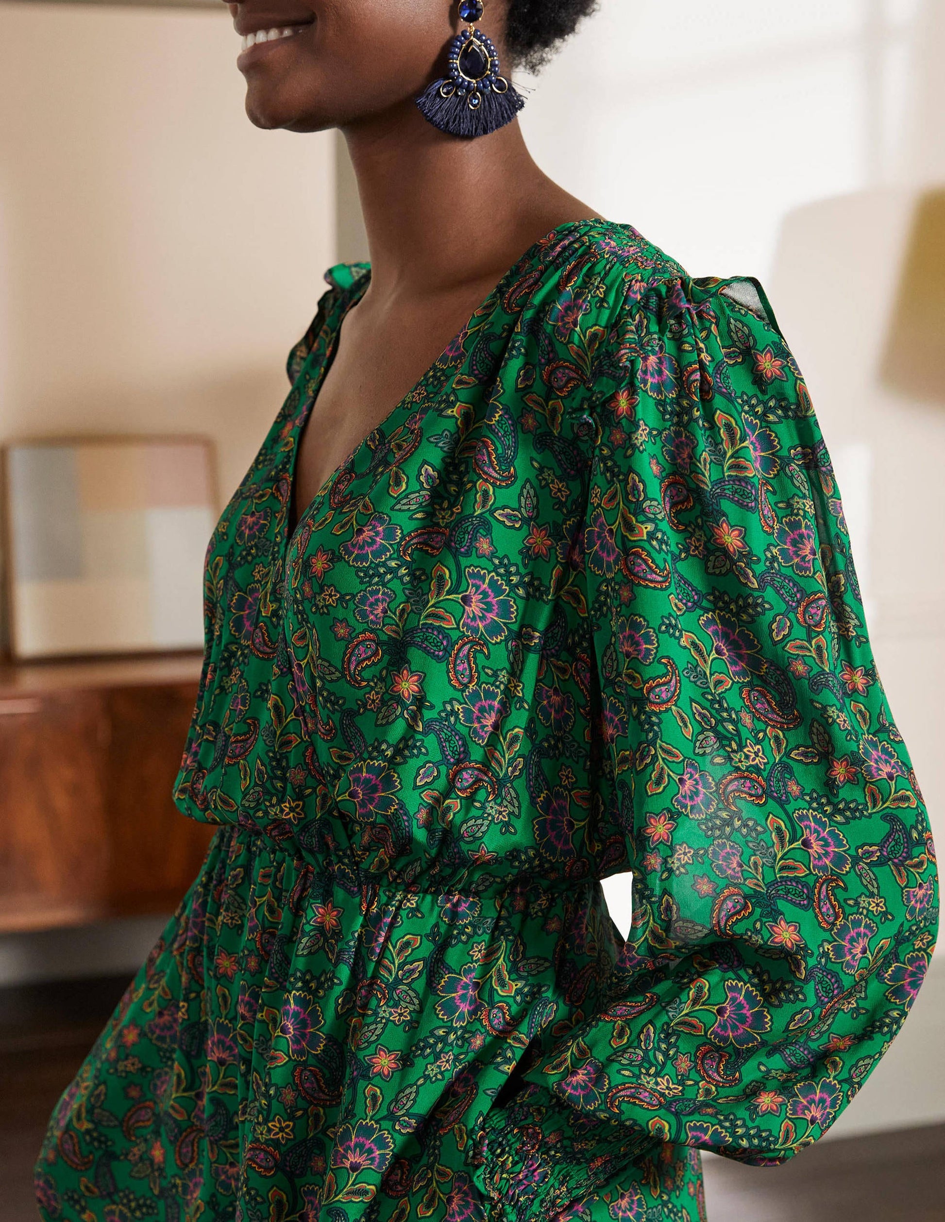 Becky Midi Wrap Dress-Highland Green, Exotic Floral-2