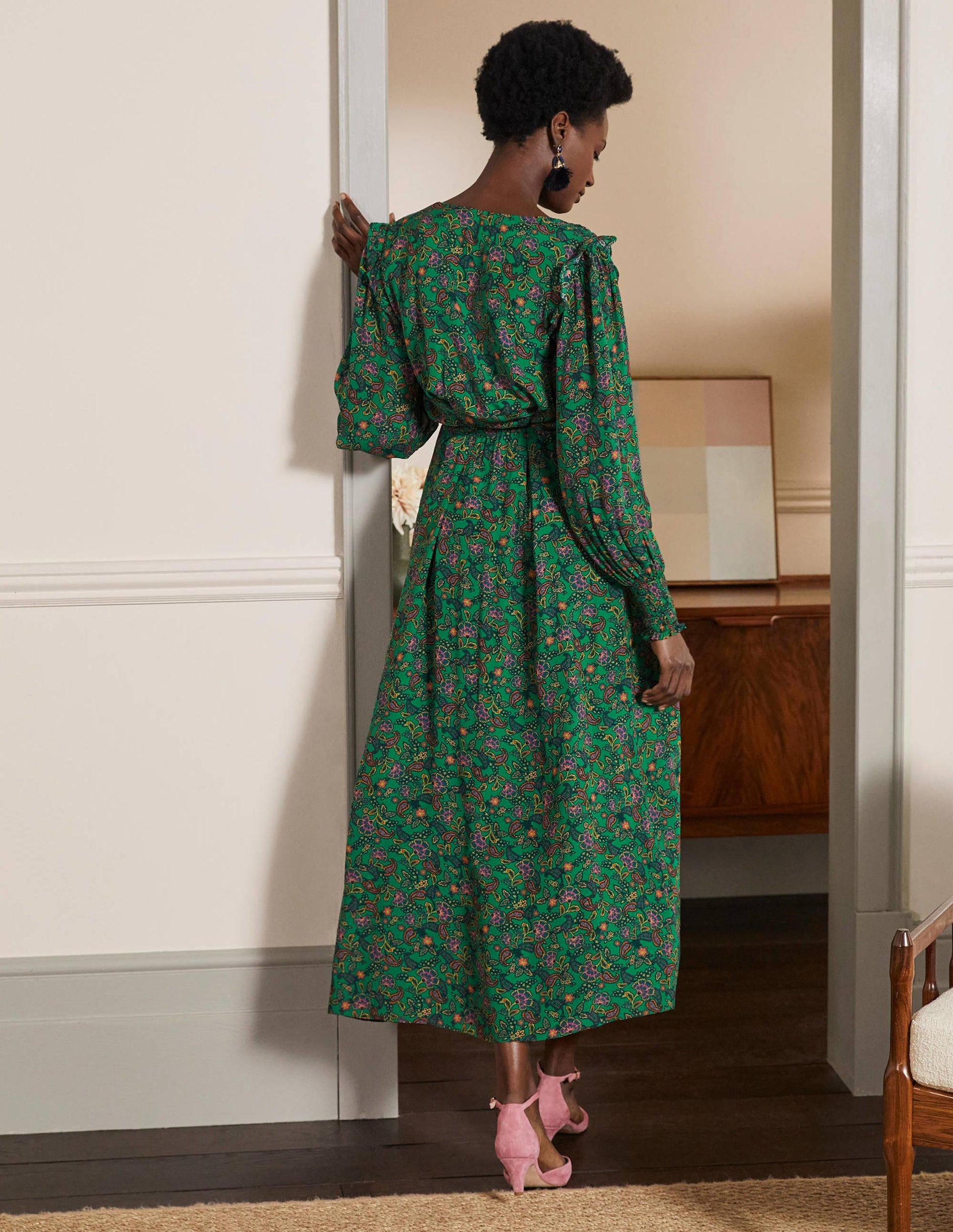 Becky Midi Wrap Dress-Highland Green, Exotic Floral-3