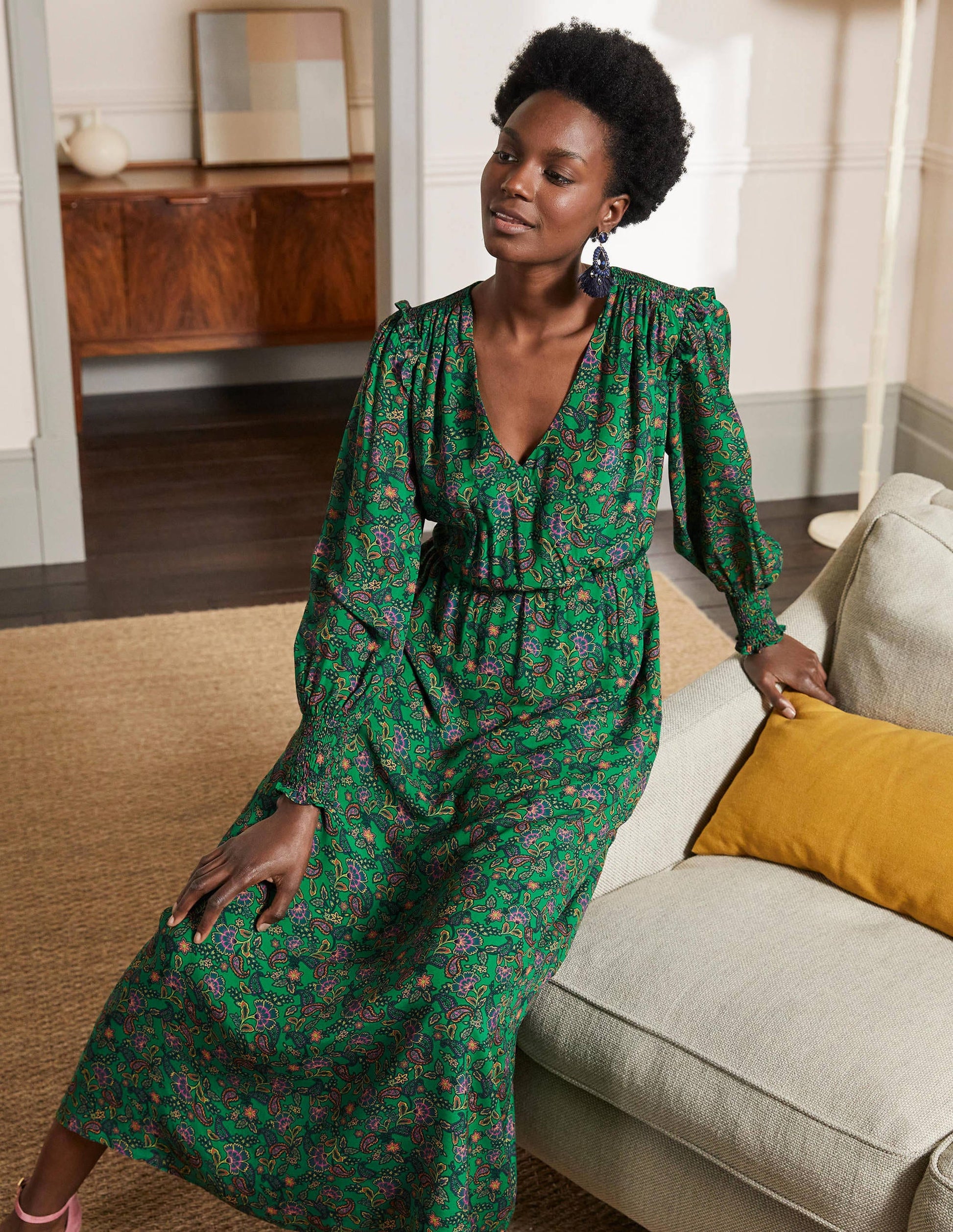 Becky Midi Wrap Dress-Highland Green, Exotic Floral-4