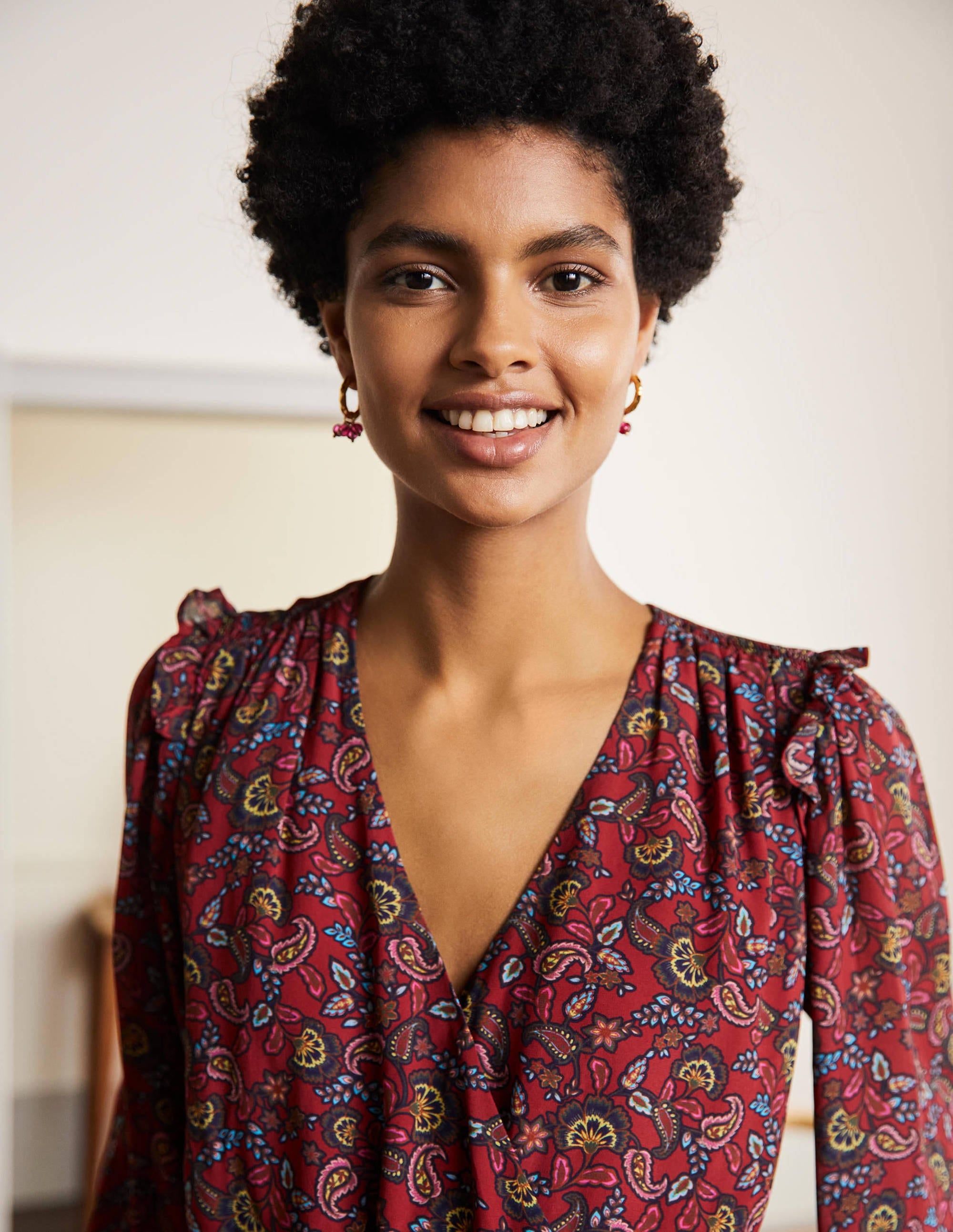 Becky Midi Wrap Dress-Winterberry, Exotic Floral - Image 2