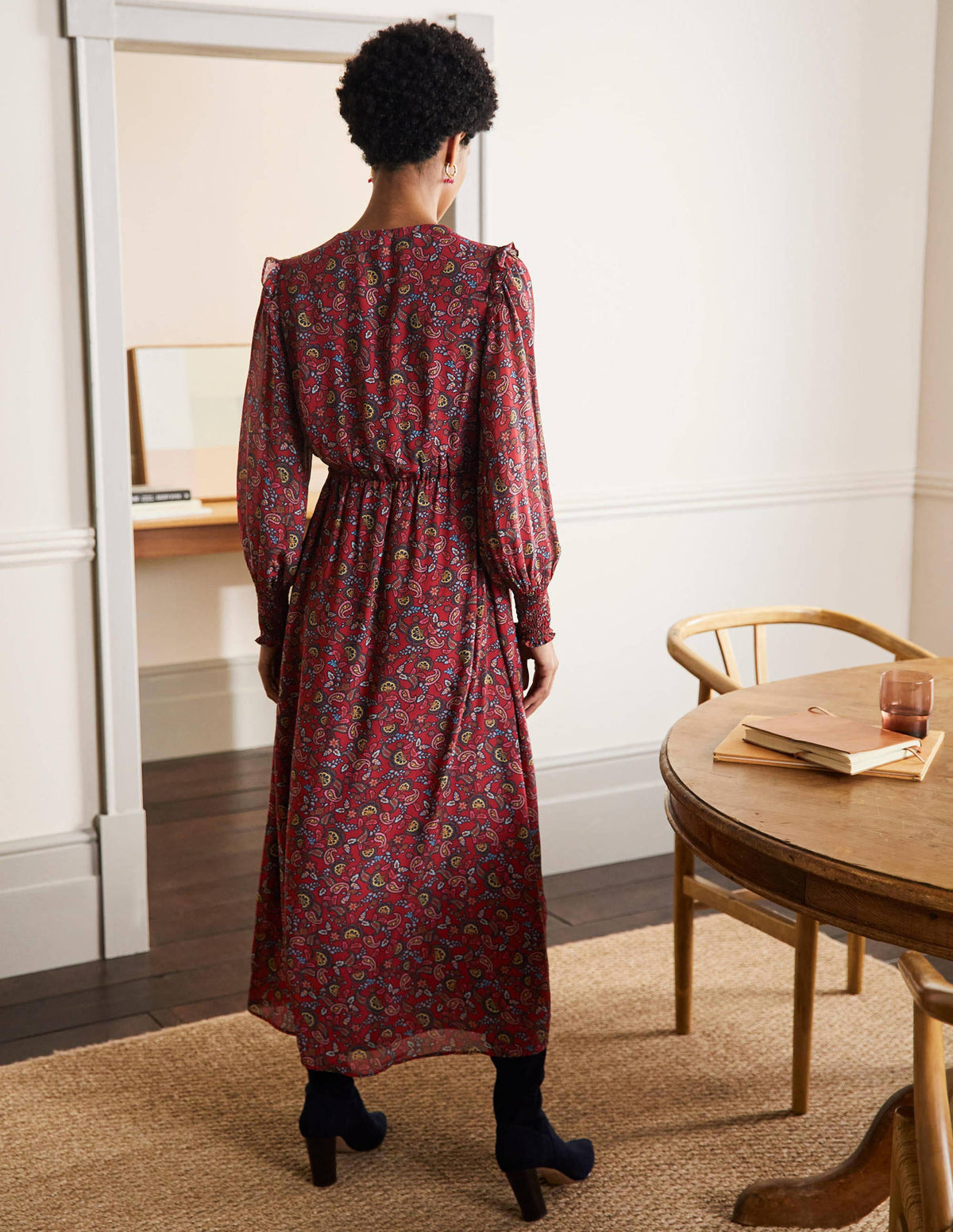 Becky Midi Wrap Dress-Winterberry, Exotic Floral - Image 3