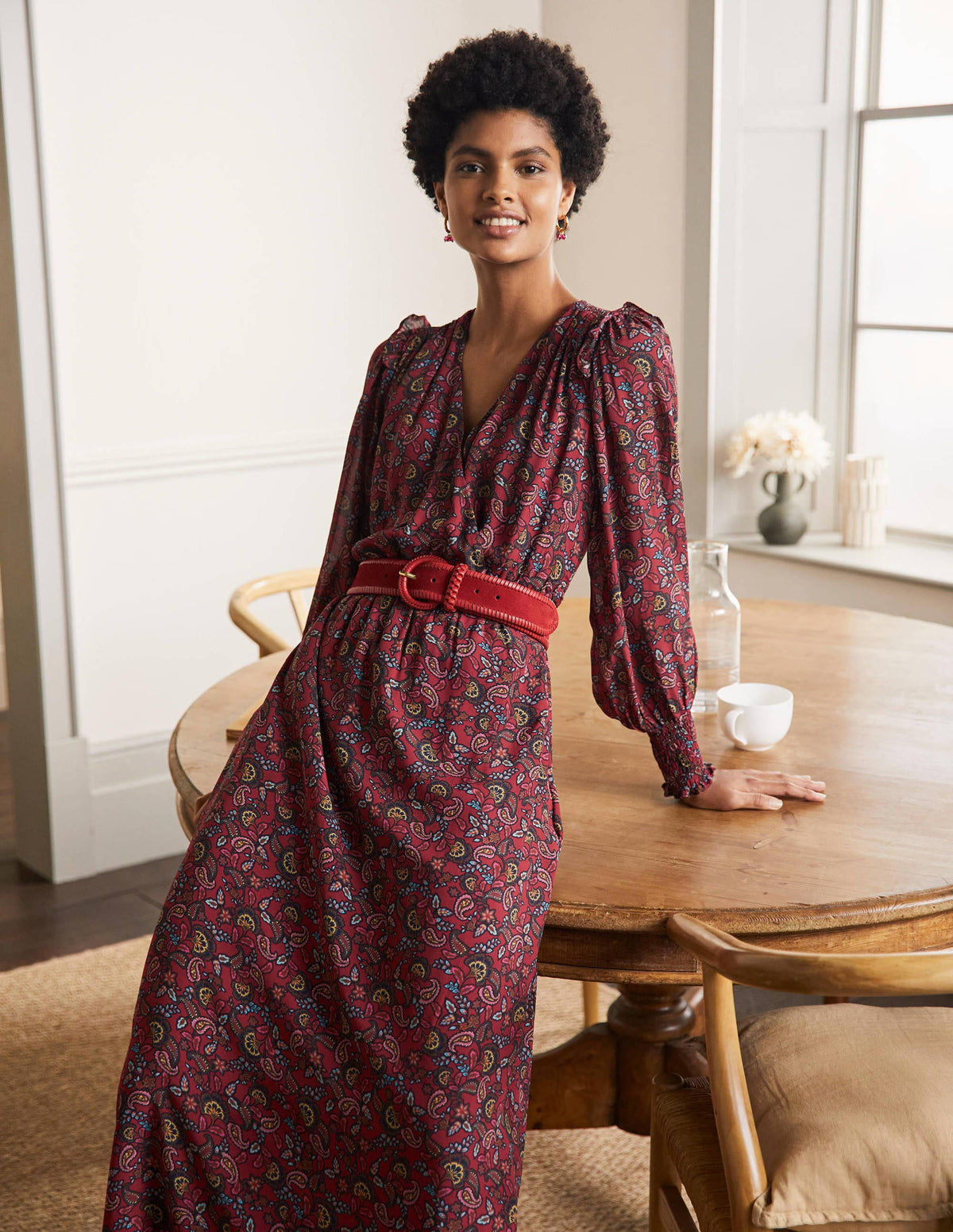 Becky Midi Wrap Dress-Winterberry, Exotic Floral - Image 4