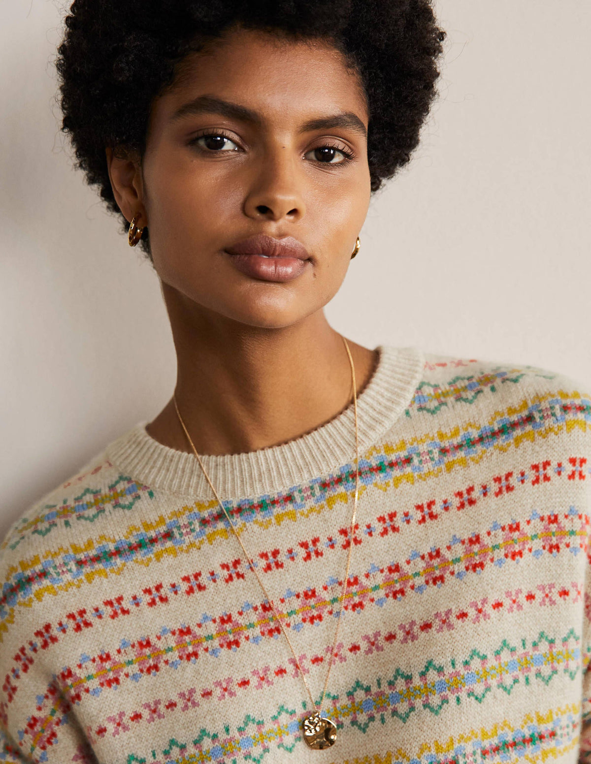 Cashmere Fair Isle Dress-Oatmeal Melange-2