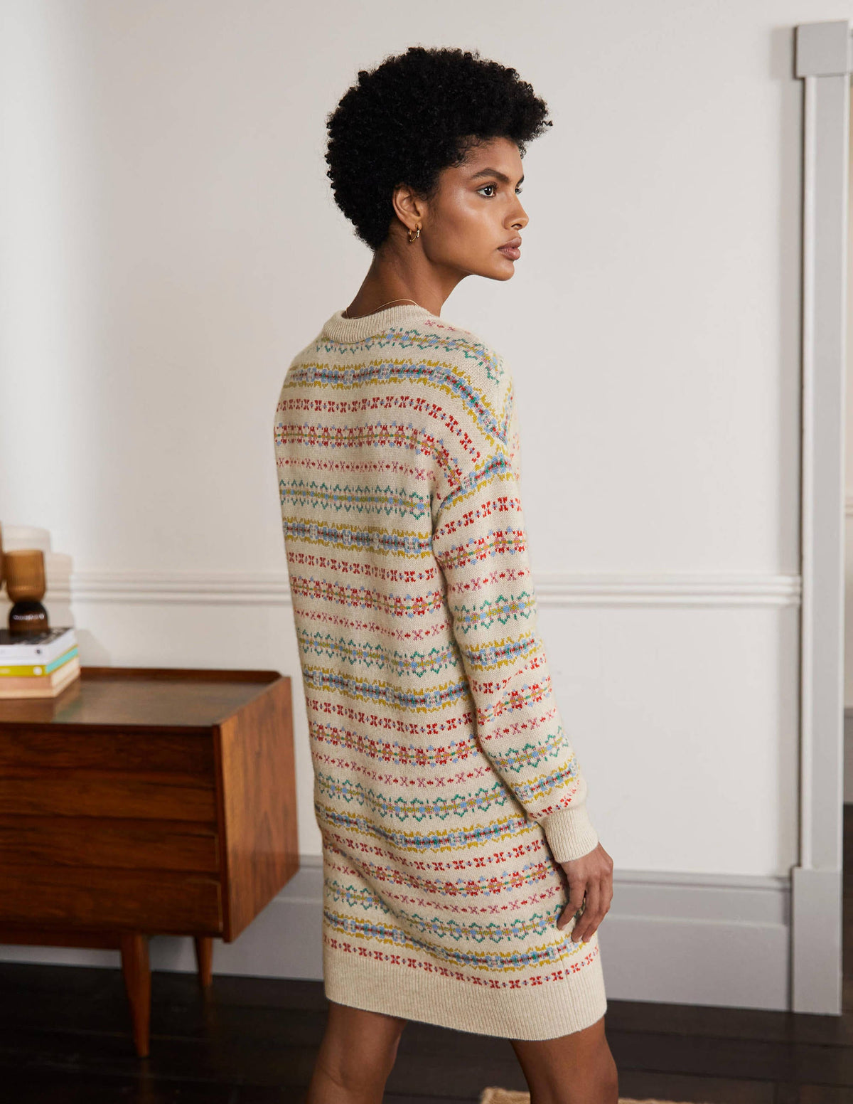 Cashmere Fair Isle Dress-Oatmeal Melange-3