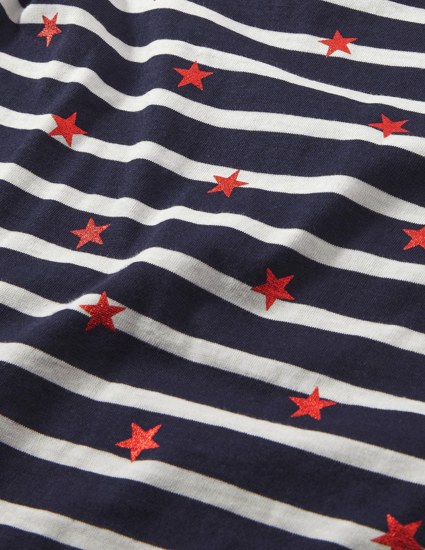 Long Sleeve Breton Top-Navy/ Ivory Red Foil Star