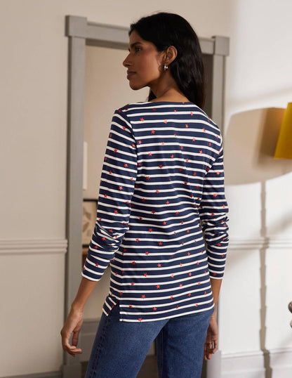Long Sleeve Breton Top-Navy/ Ivory Red Foil Star-3