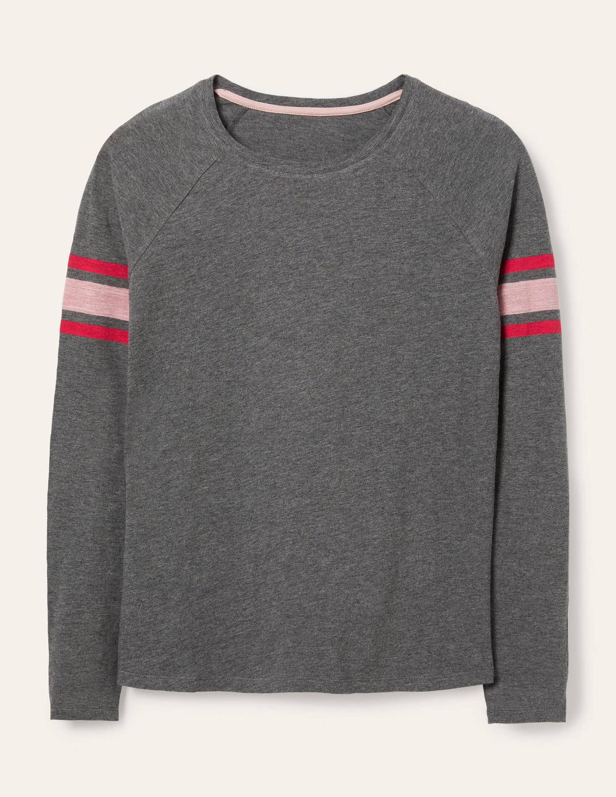 Lorna Baseball Top-Charcoal Marl, Lurex Stripe-5