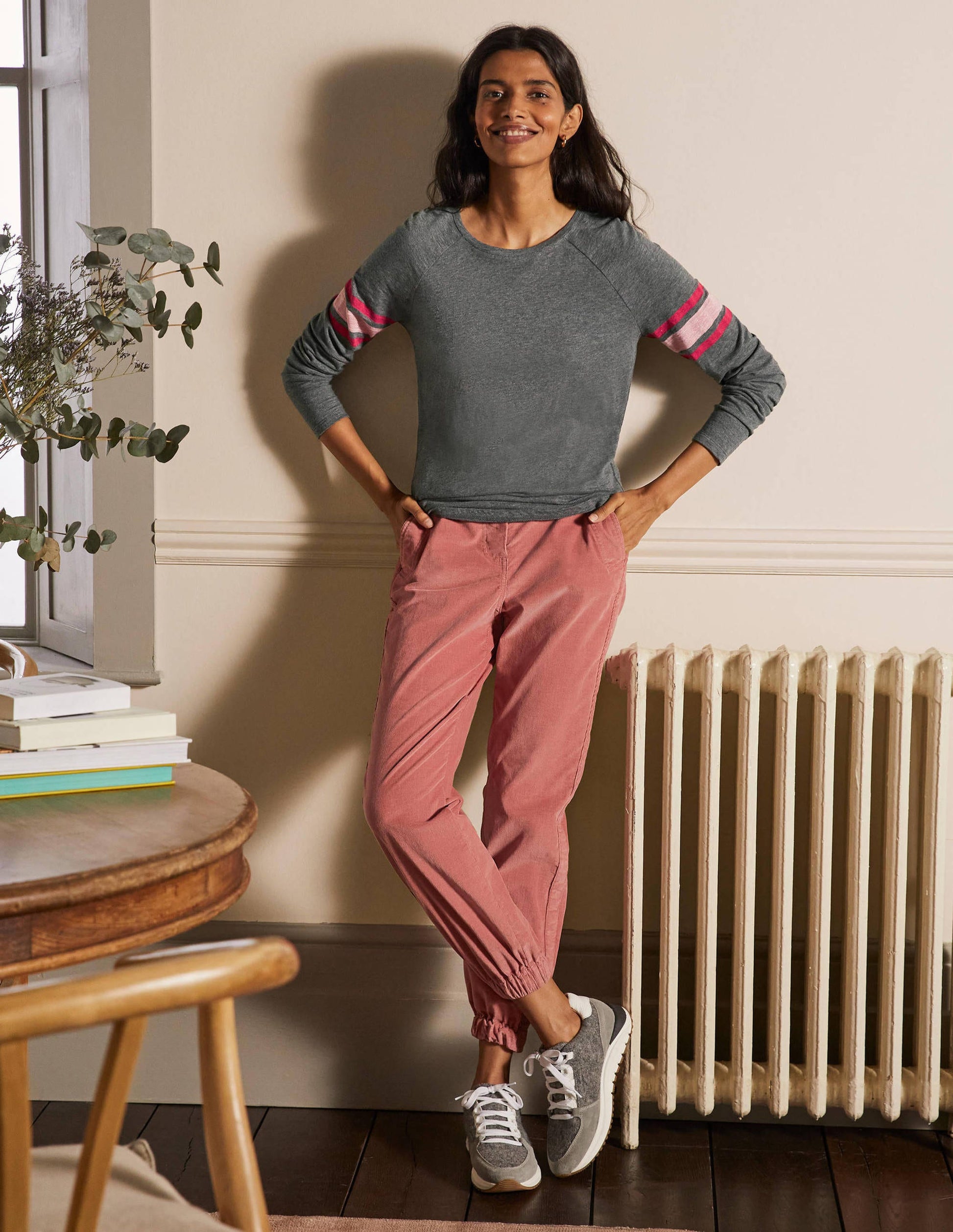 Lorna Baseball Top-Charcoal Marl, Lurex Stripe-4