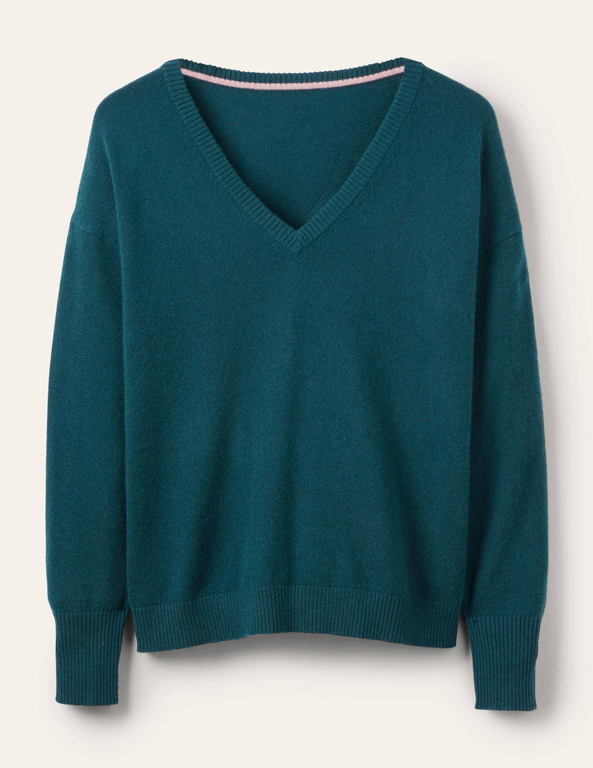 Cashmere V-neck Relax Jumper-Dark Teal-5