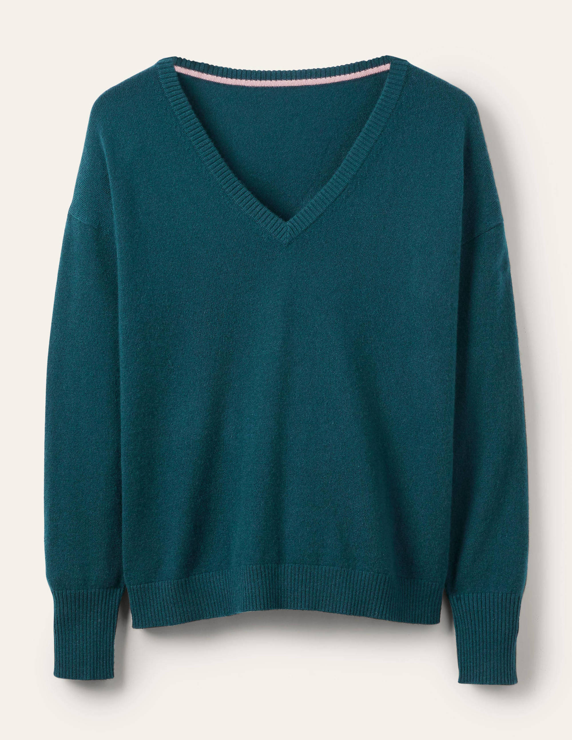 Cashmere V-neck Relax Jumper-Dark Teal - Image 5