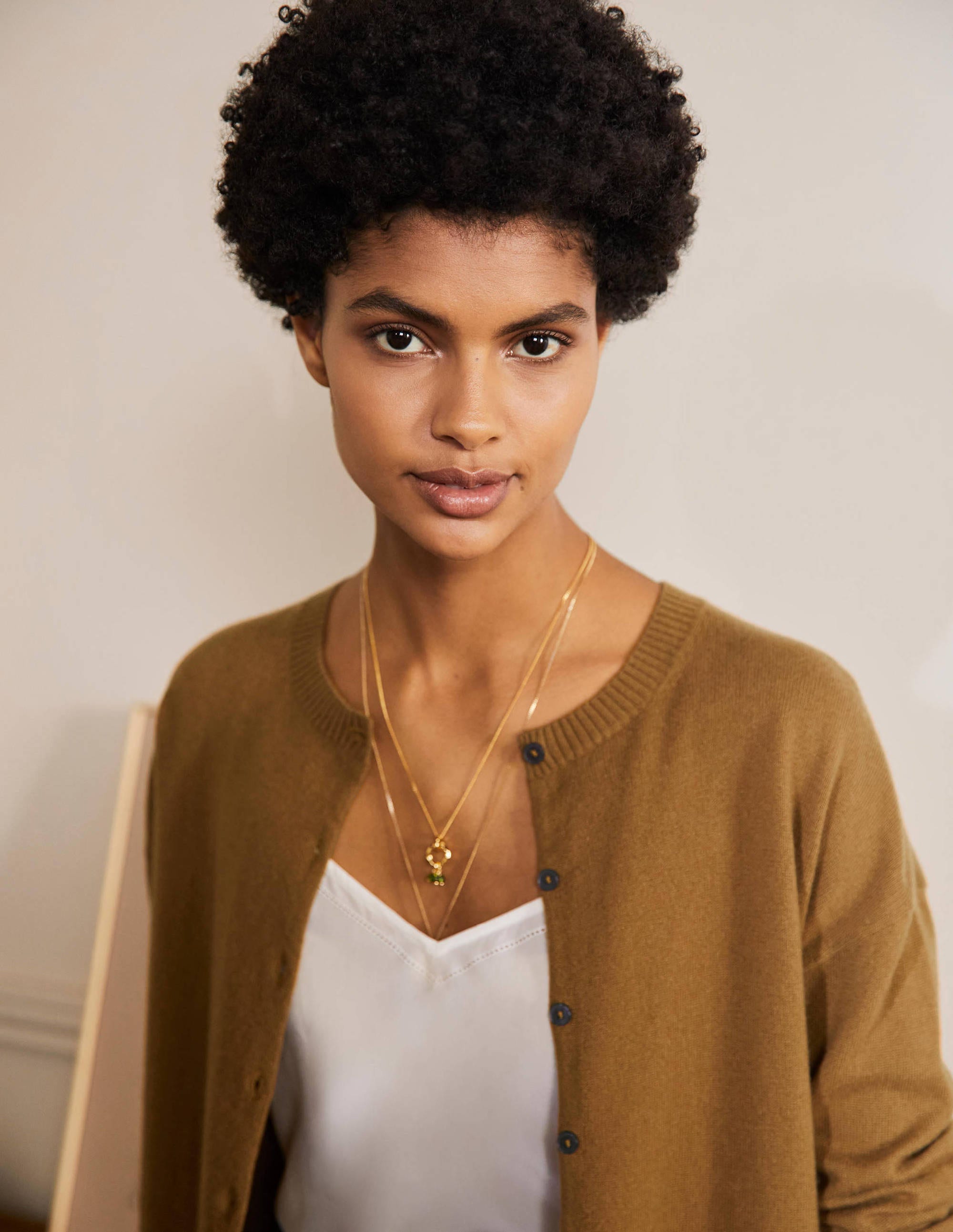 Cashmere Cardigan-Moss Brown - Image 2