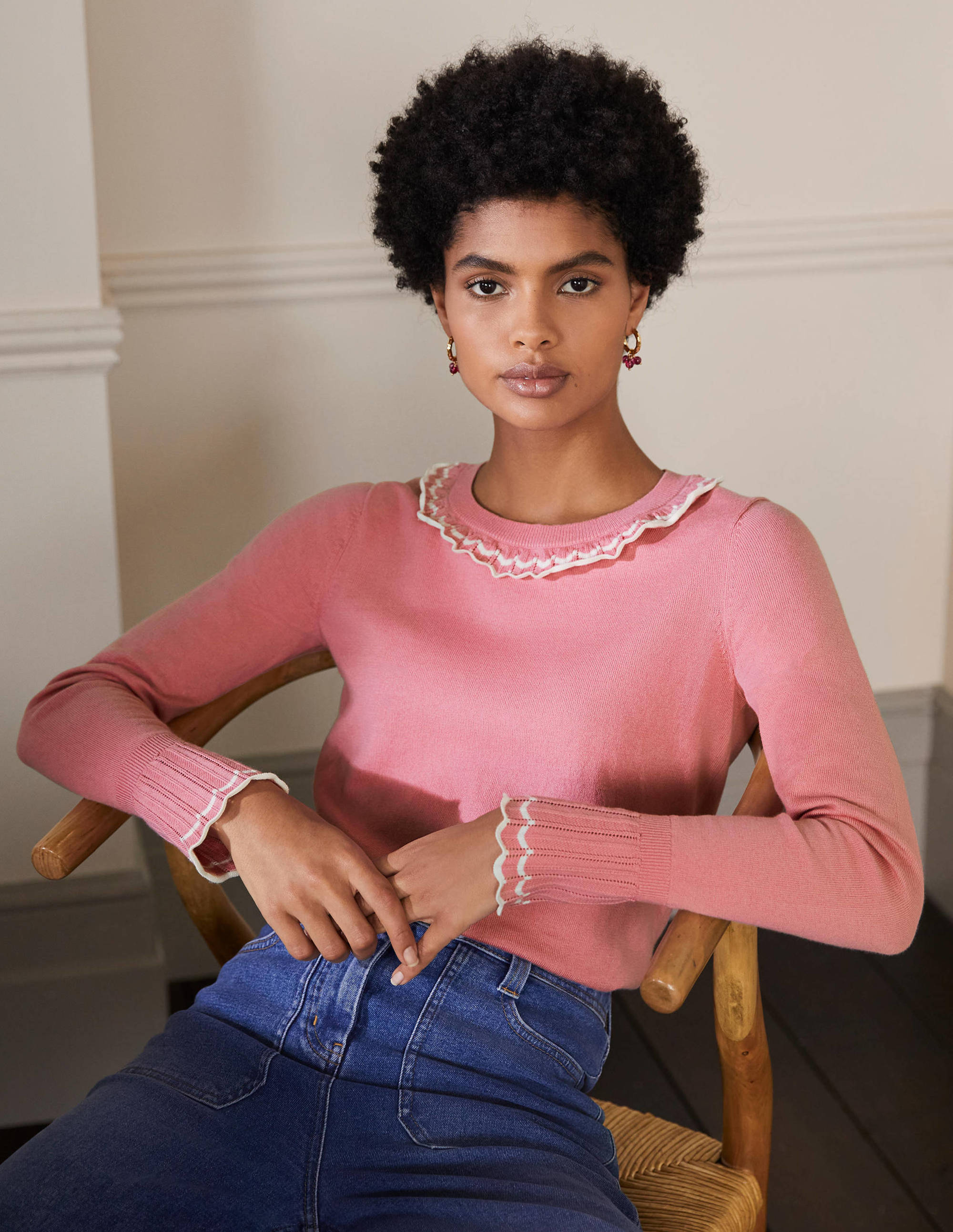 Aimee Pointelle Sweater-Formica Pink - Image 1