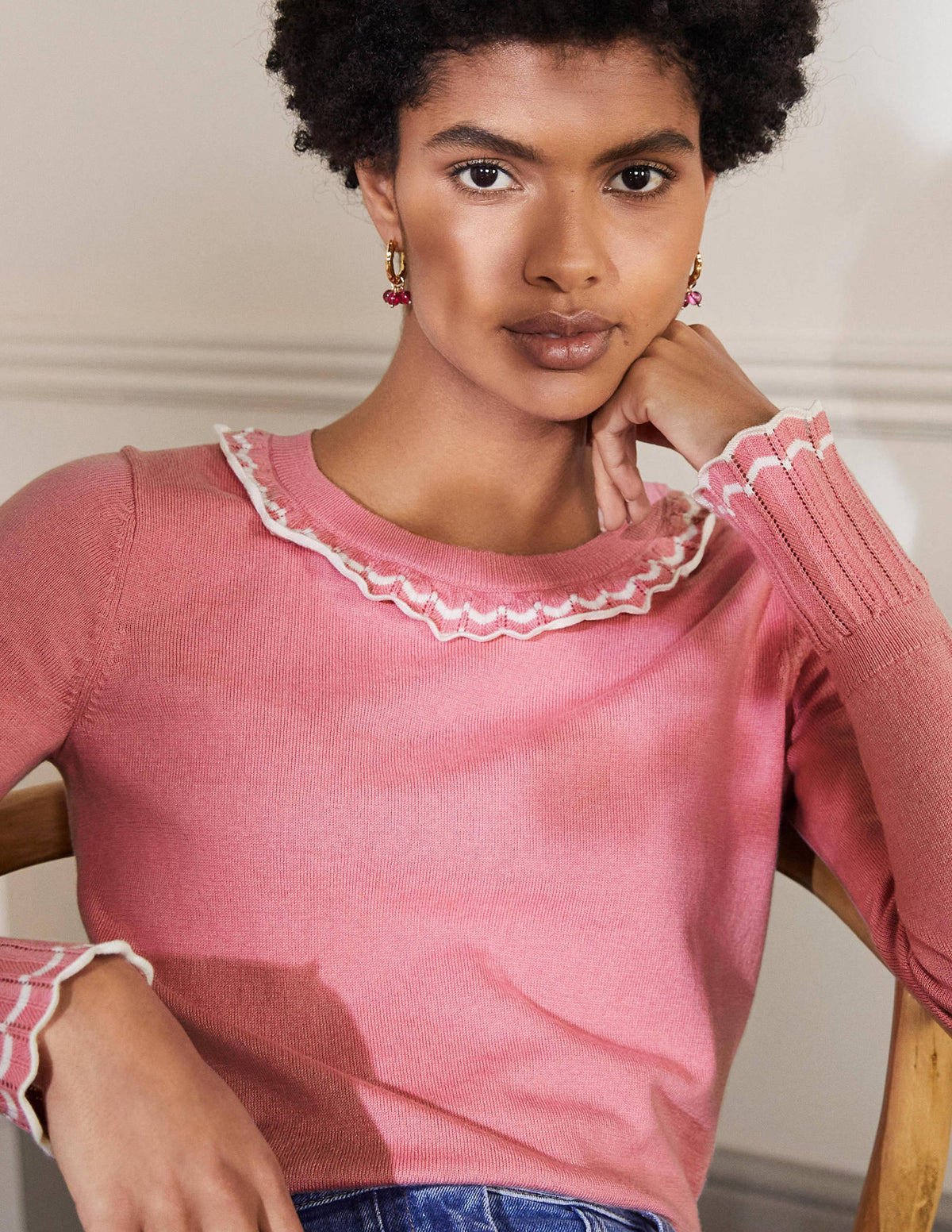 Aimee Pointelle Sweater-Formica Pink - Image 2