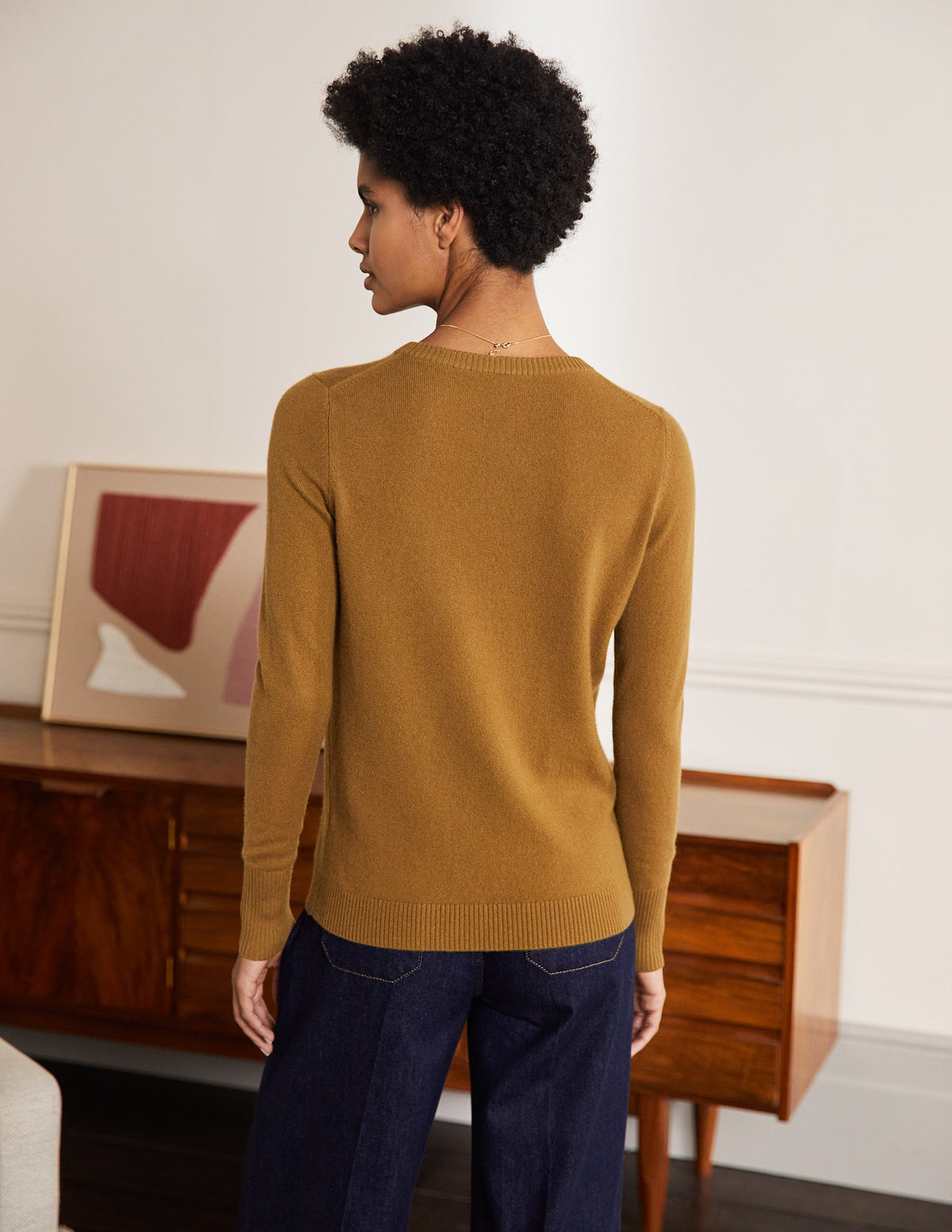 Cashmere Crew Neck Sweater-Moss Brown - Image 2