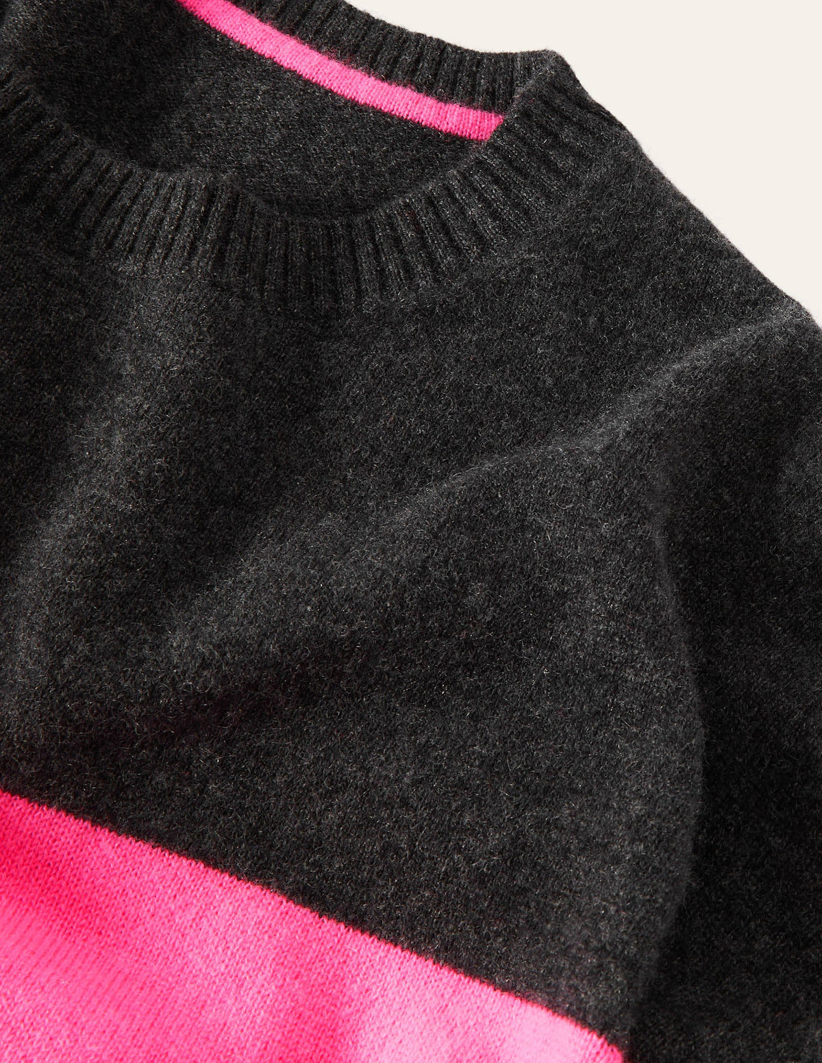 Margot Cashmere Sweater-Charcoal Melange, Neon Stripe - Image 6