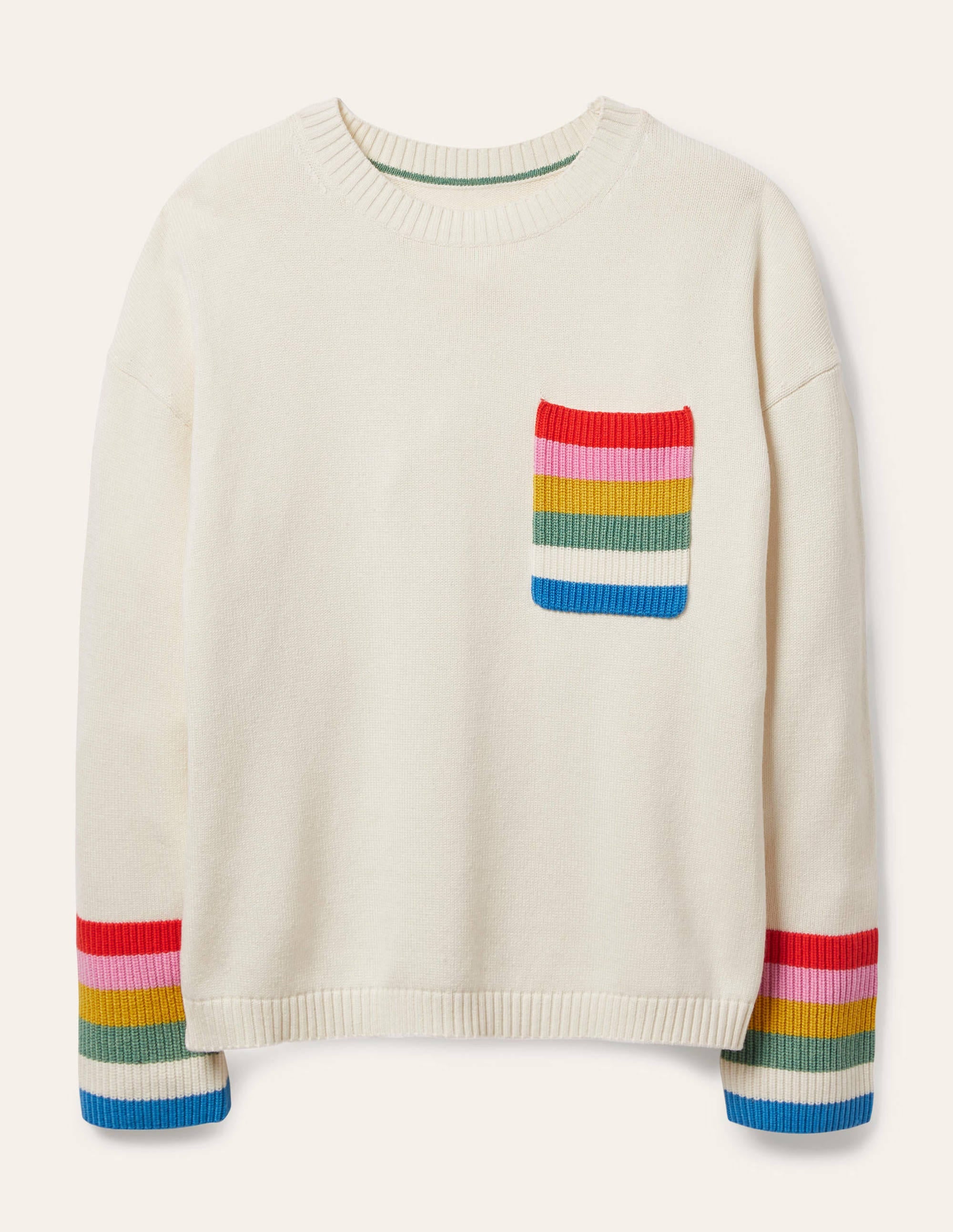 Stripe Pocket Relaxed Sweater-Ivory - Image 5