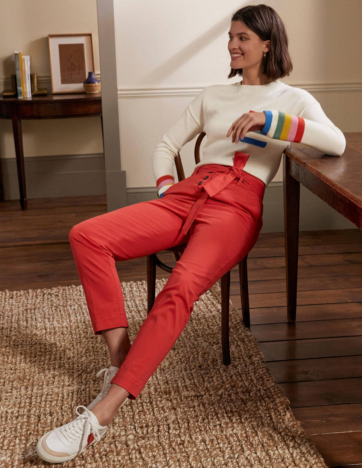 Stripe Pocket Relaxed Sweater-Ivory - Image 4