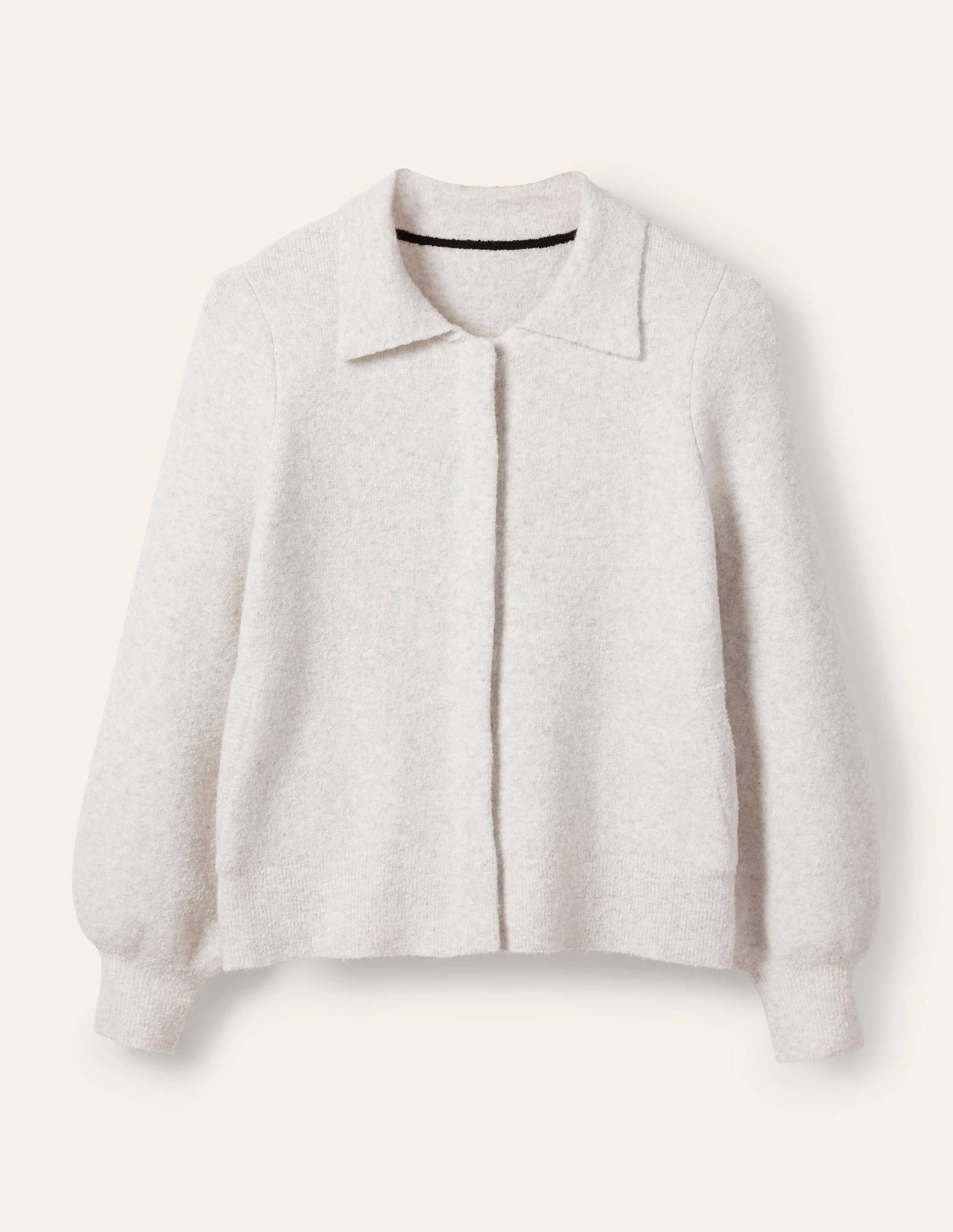 Knitted Bomber Jacket-Silver Melange-6