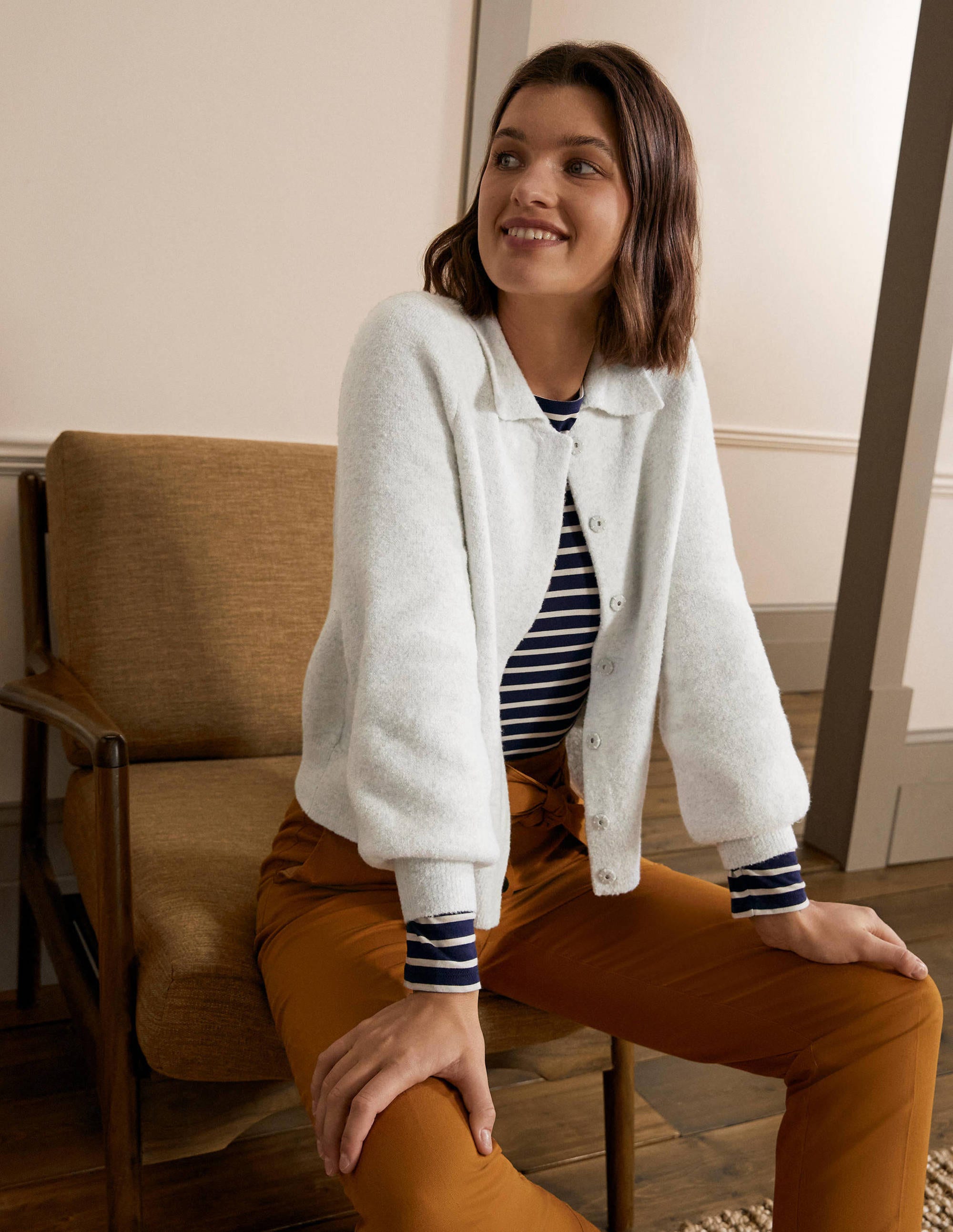 Knitted Bomber Jacket-Silver Melange - Image 1