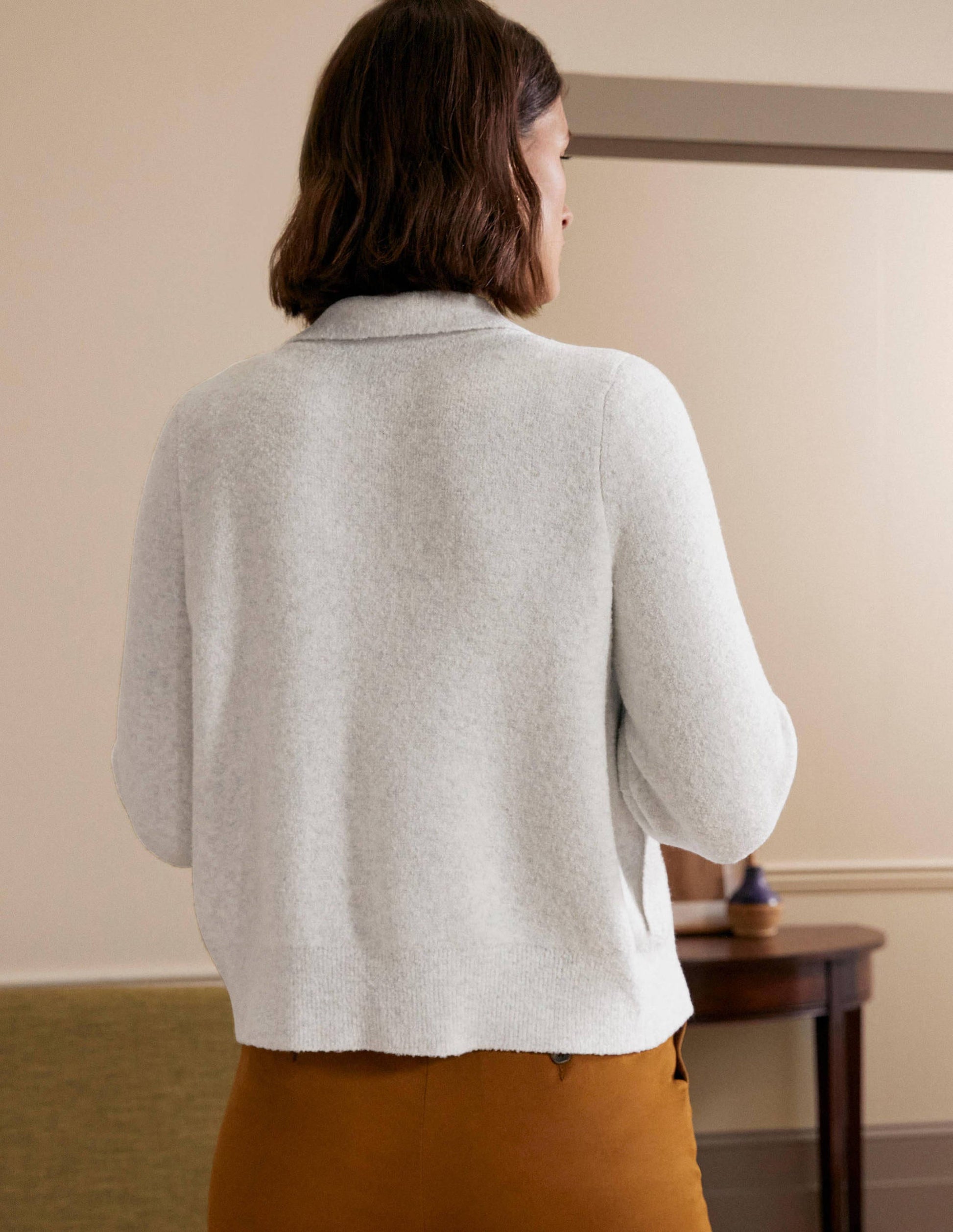 Knitted Bomber Jacket-Silver Melange-3