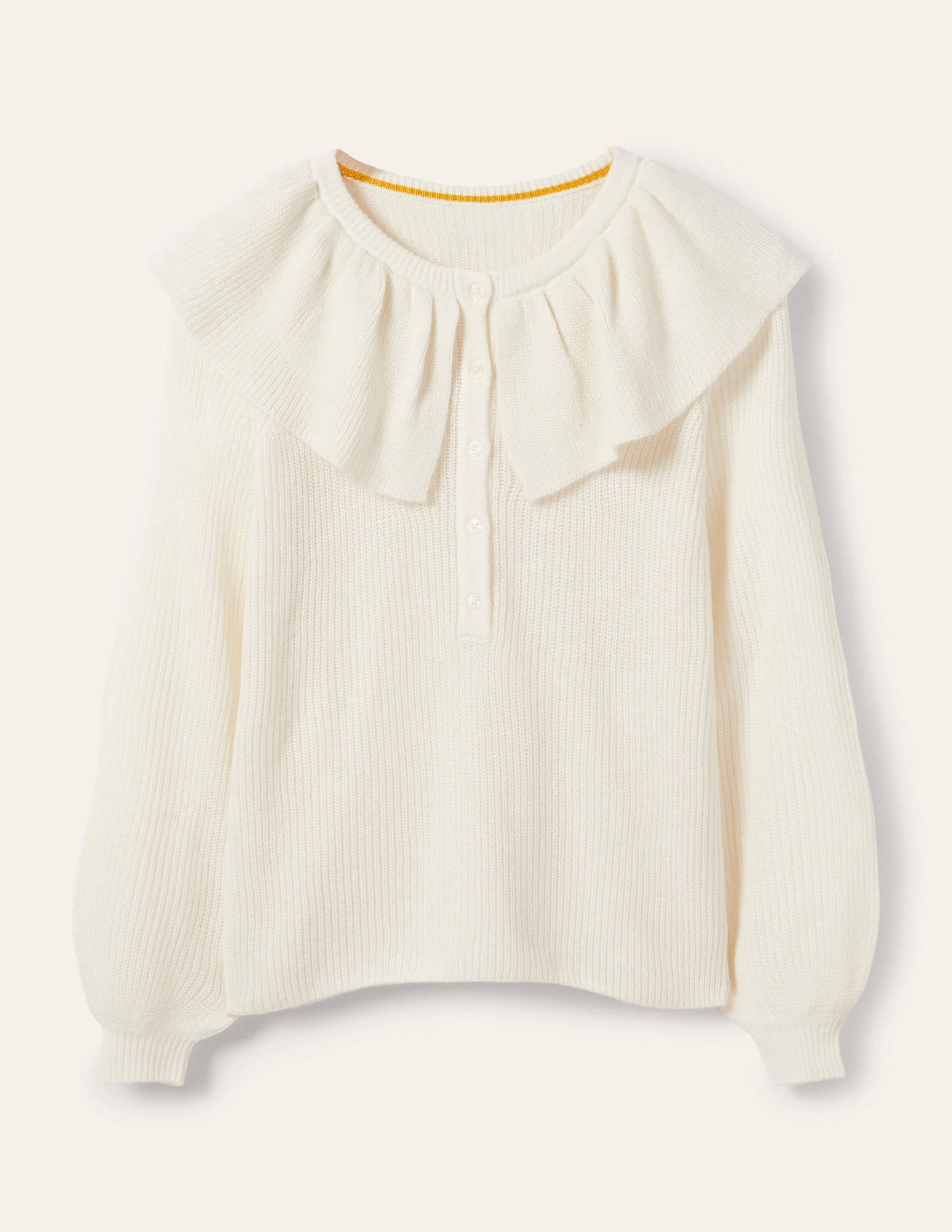 Fluffy Frill Collar Sweater-Ivory - Image 5