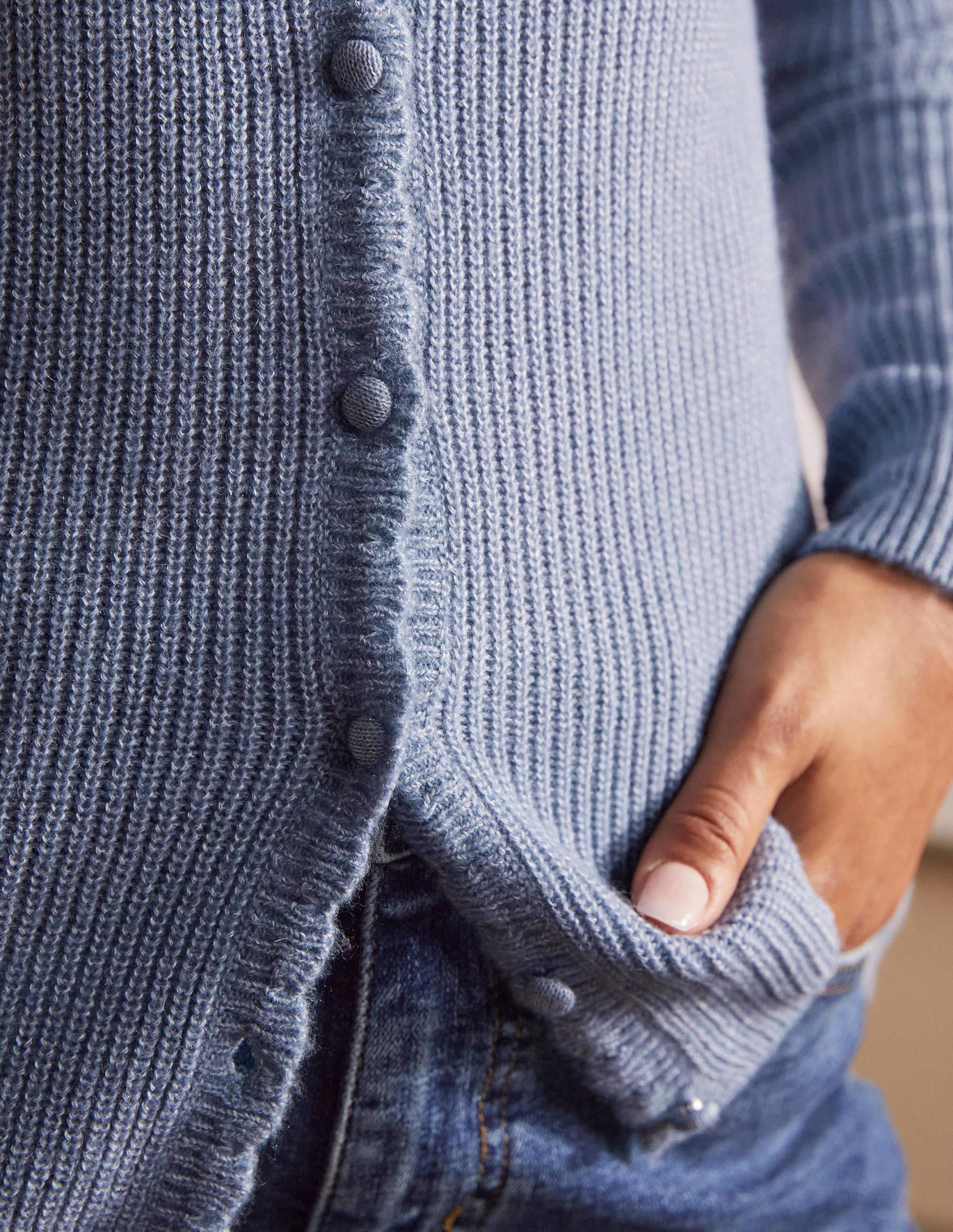 Ella Scallop Fluffy Cardigan-River - Image 4