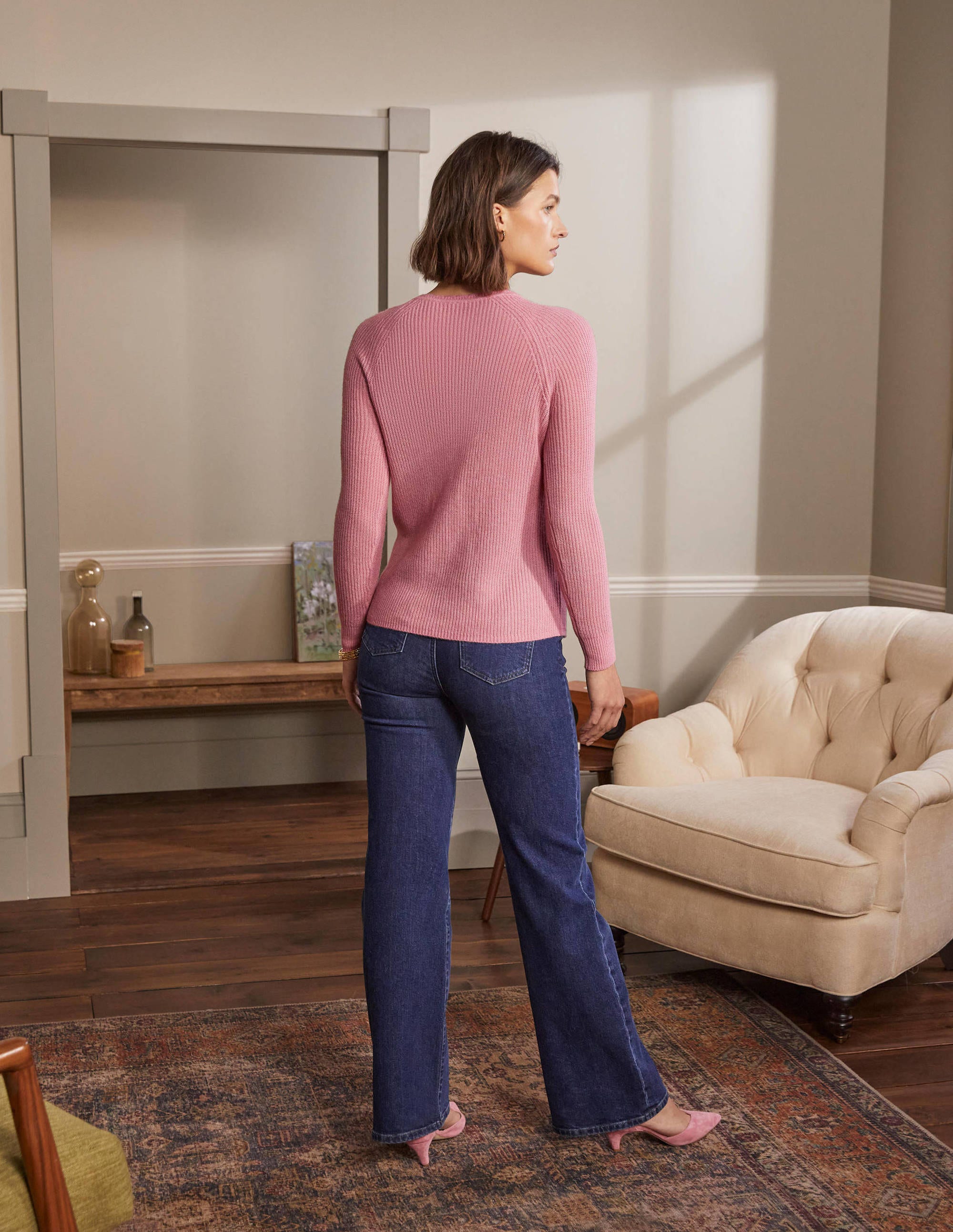 Ella Scallop Fluffy Cardigan-Formica Pink - Image 3
