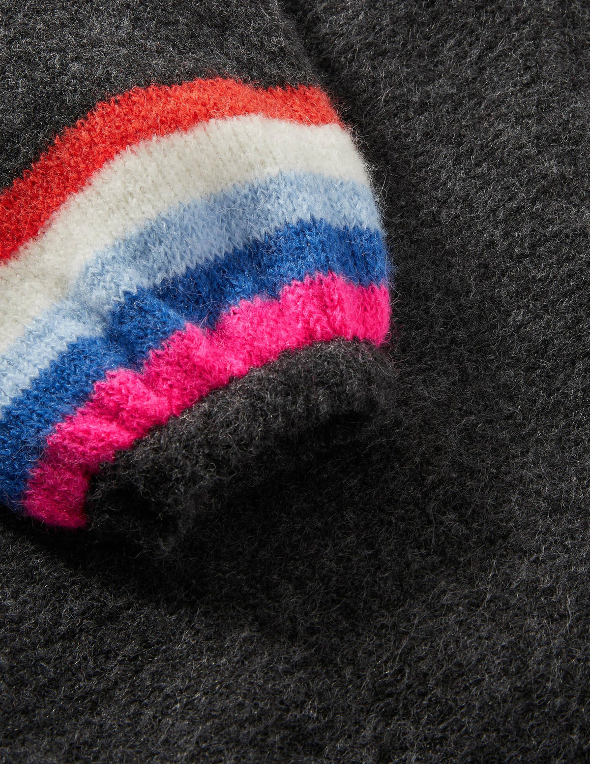 Fluffy Stripe Sweater-Charcoal Melange - Image 6