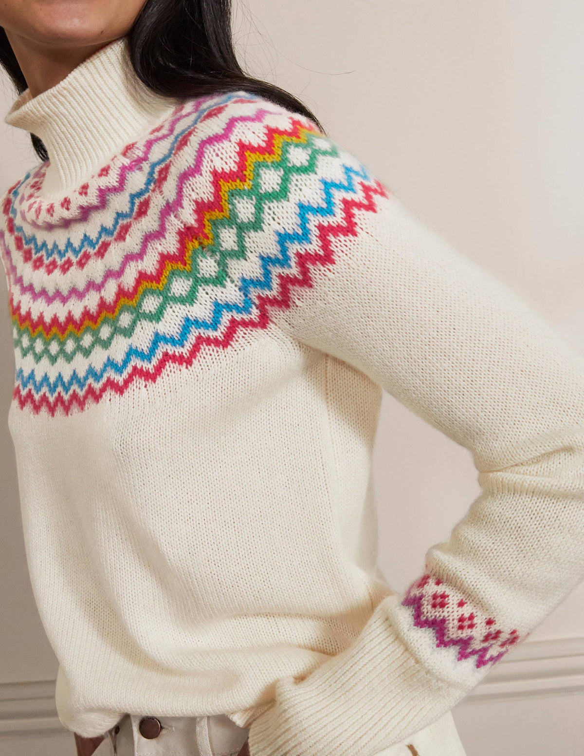 Anna Cashmere Sweater-Ivory Fair Isle - Image 2