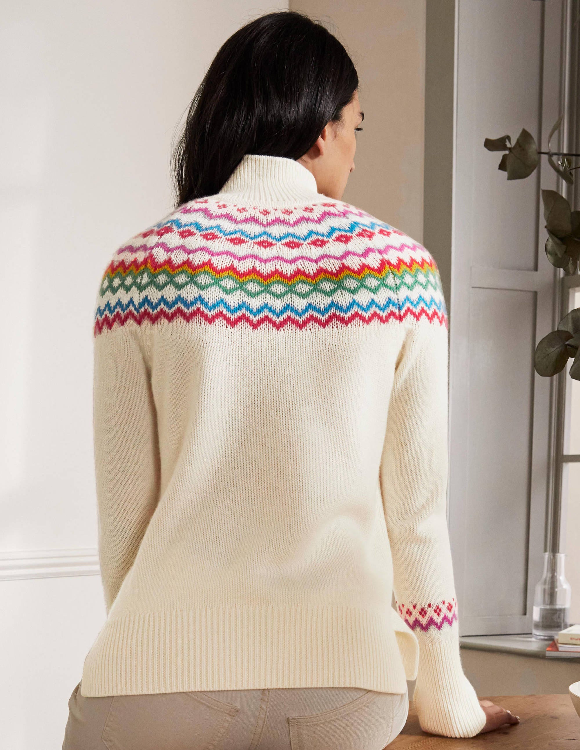 Anna Cashmere Sweater-Ivory Fair Isle - Image 3