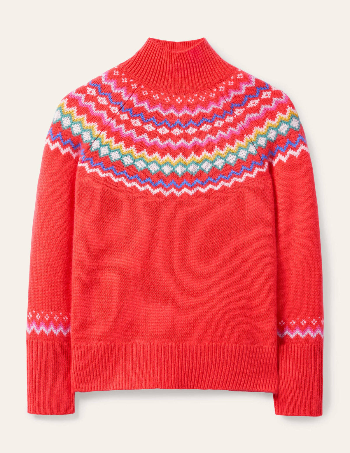 Anna Cashmere Sweater-Coral Fair Isle - Image 5